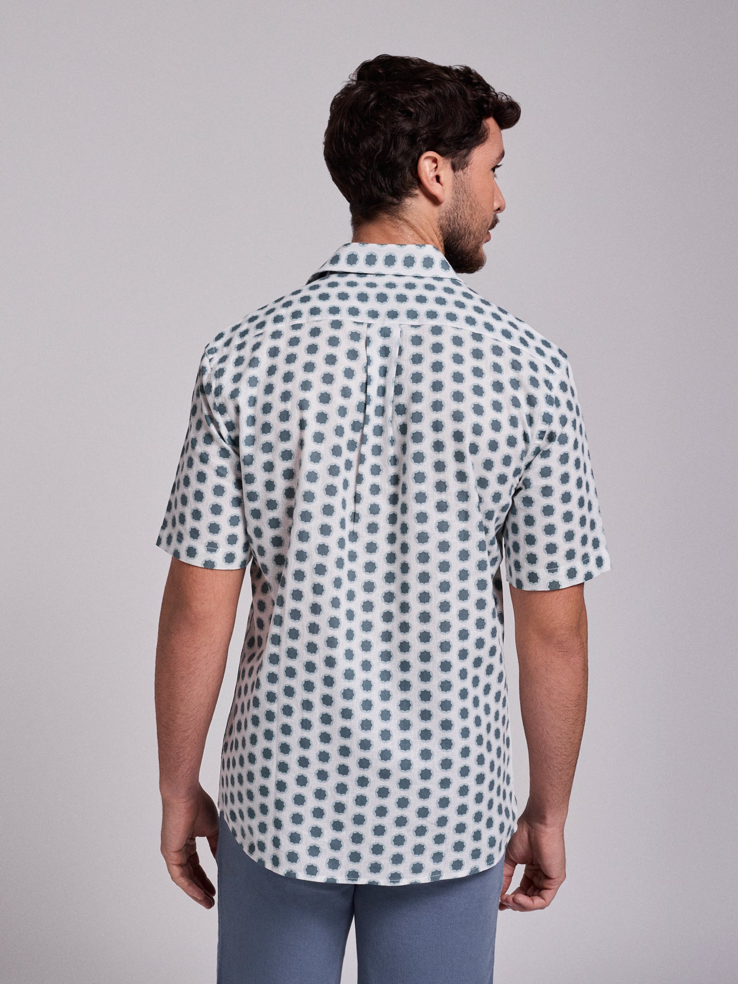 BLUE LINEN SHIRT SHORT SLEEVE REGULAR FIT MR. BLUE