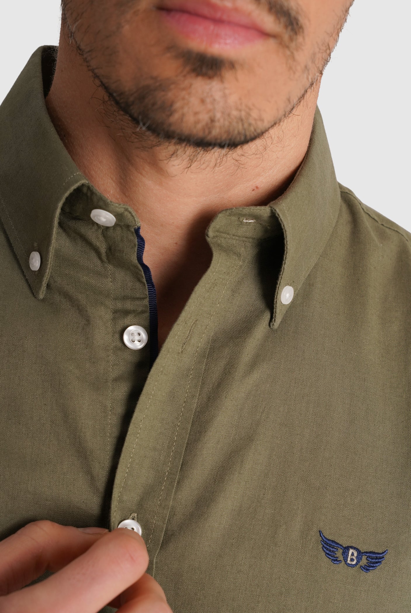 CAMISA MANGA LARGA VERDE REGULAR FIT MR. AZUL
