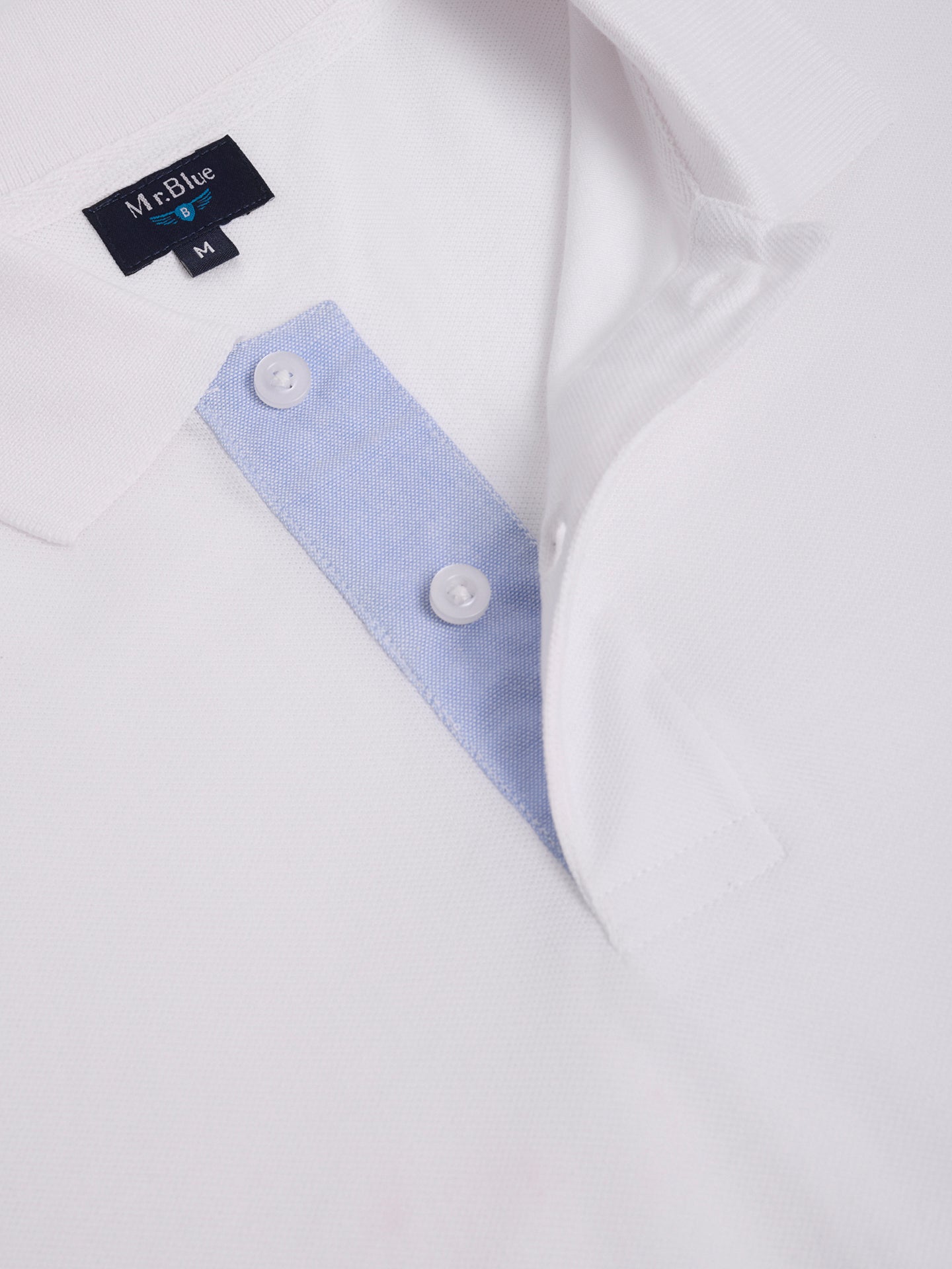WHITE POLO SHORT SLEEVES REGULAR FIT MR. BLUE