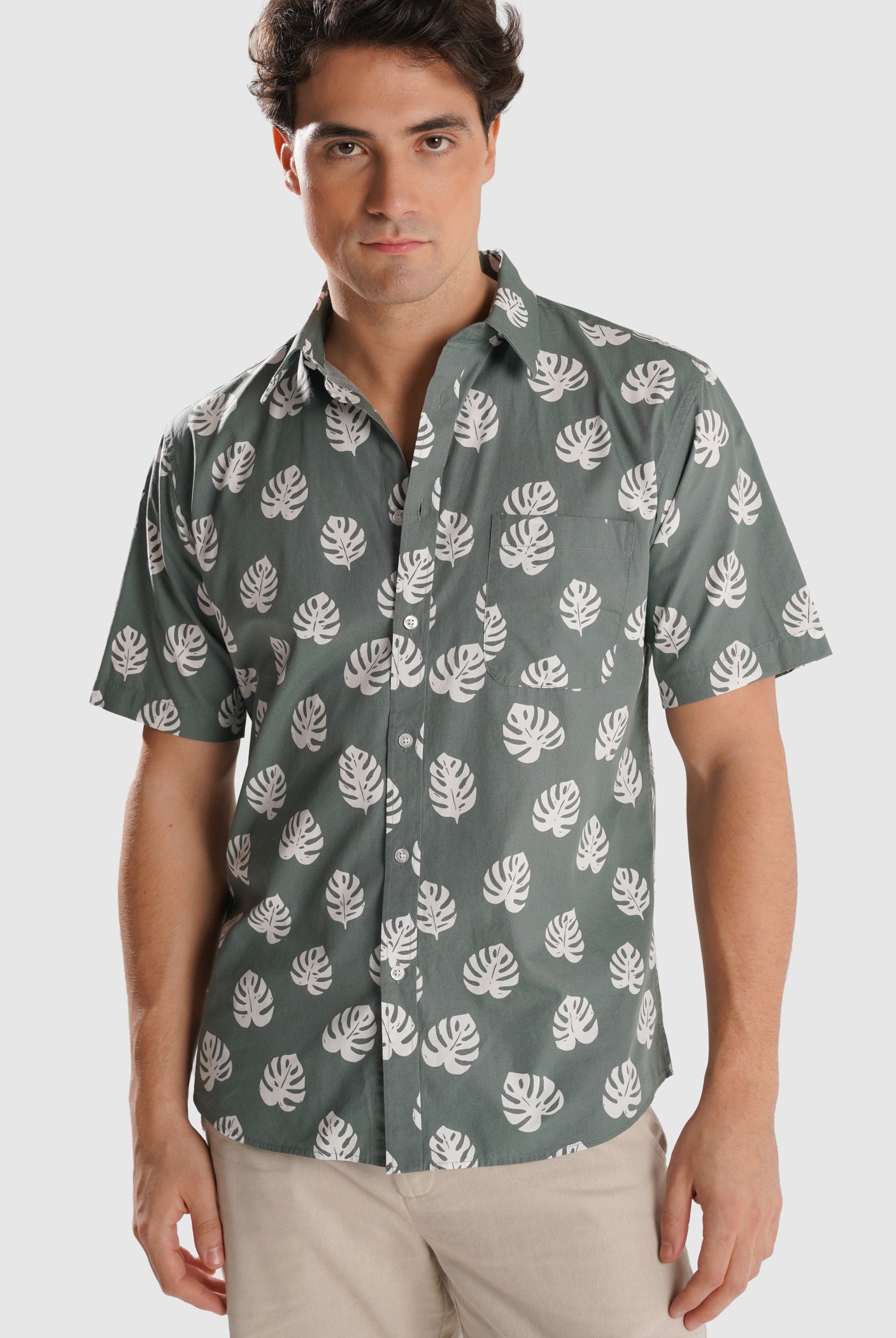 CAMISA VERDE MANGA CORTA REGULAR FIT MR. AZUL
