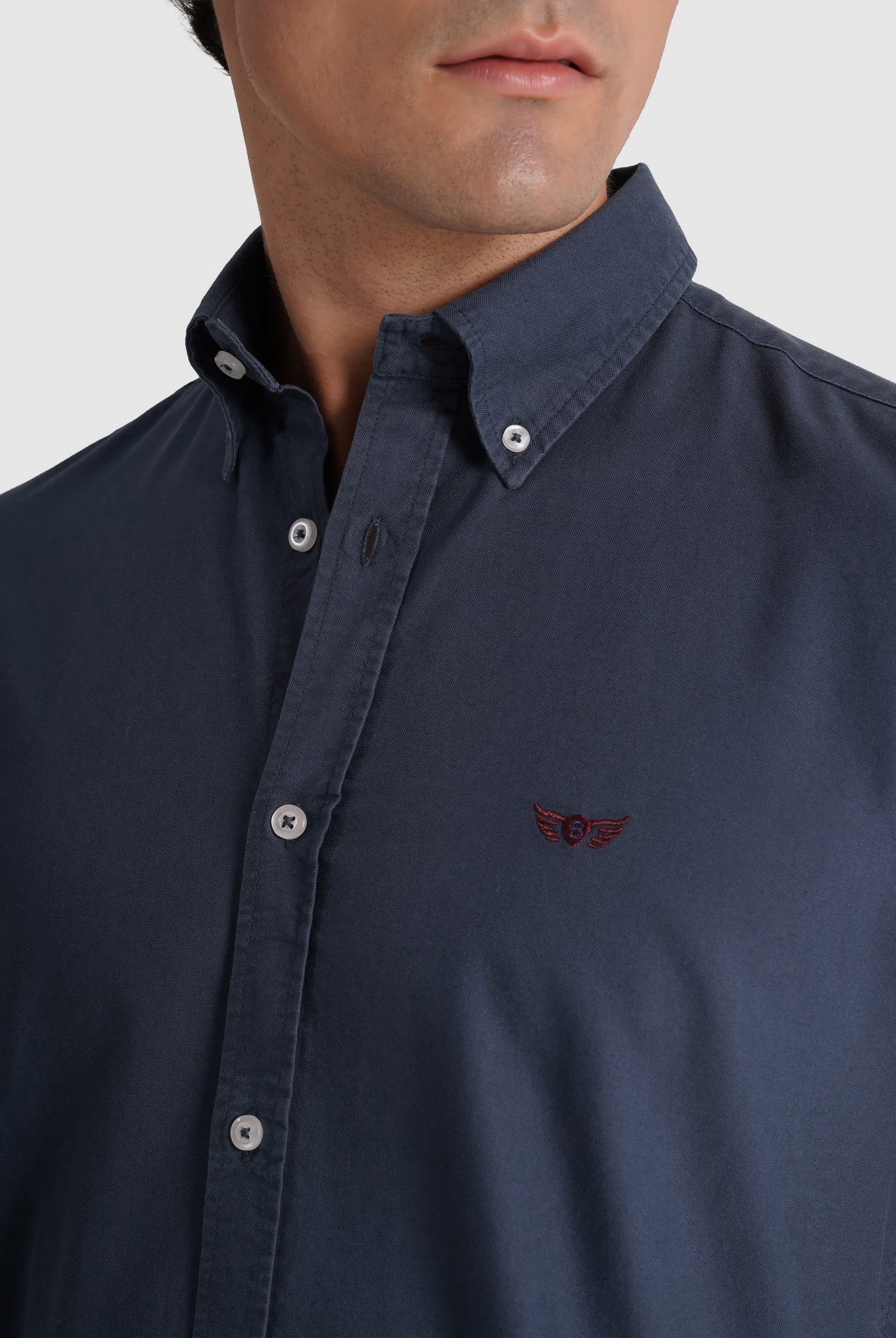 Camisa Algodão Azul Manga Comprida Regular Fit Mr. Blue