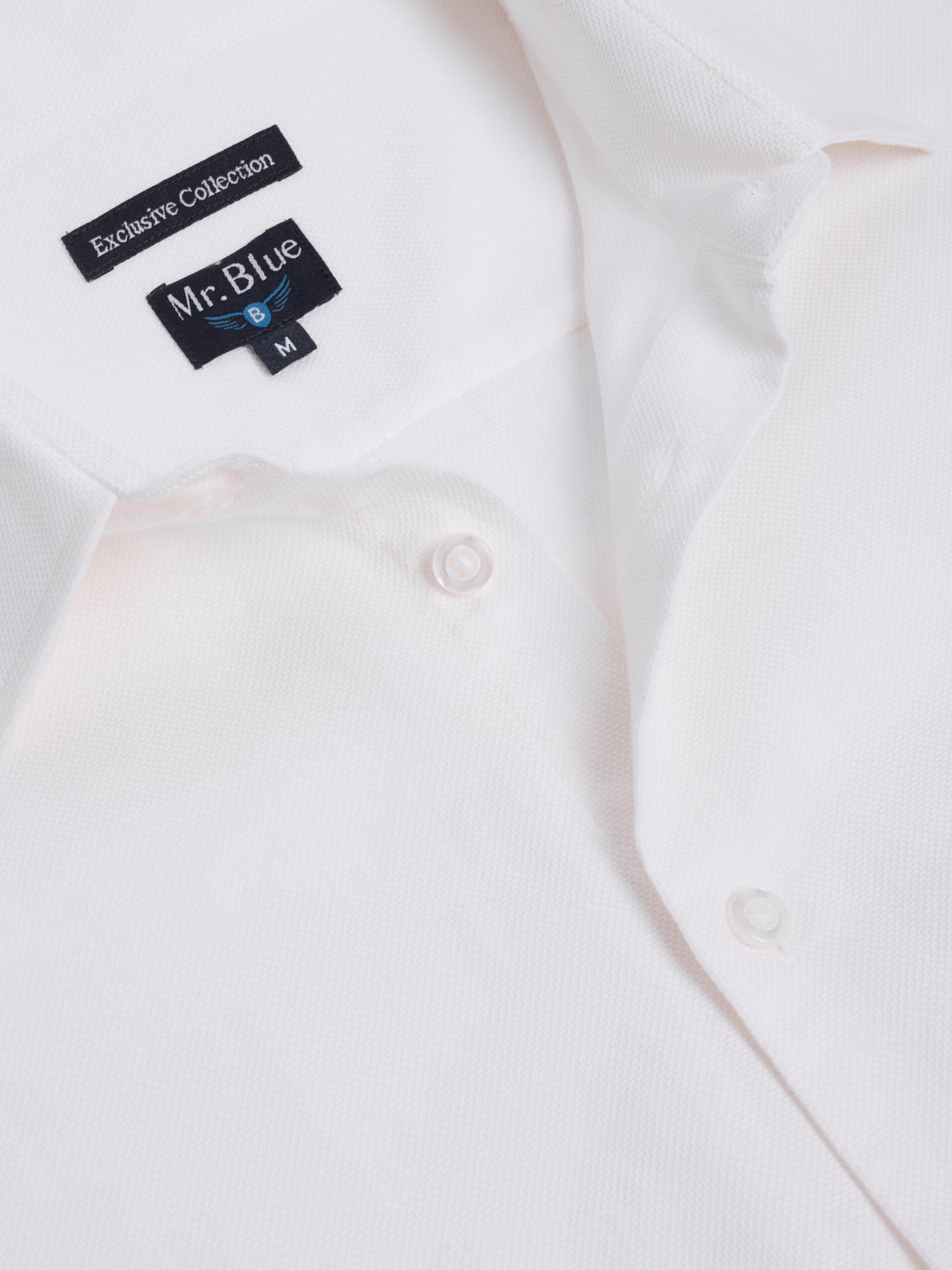 WHITE COTTON SHIRT LONG SLEEVE REGULAR FIT MR. BLUE