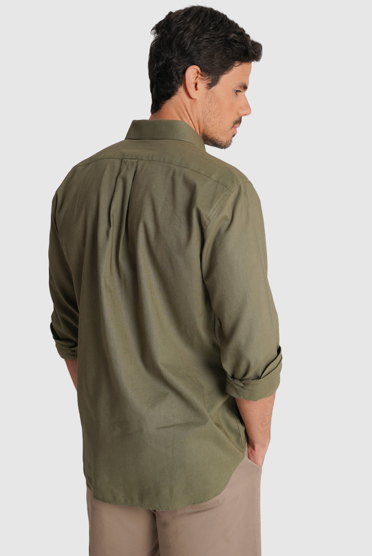 CAMISA MANGA LARGA VERDE REGULAR FIT MR. AZUL