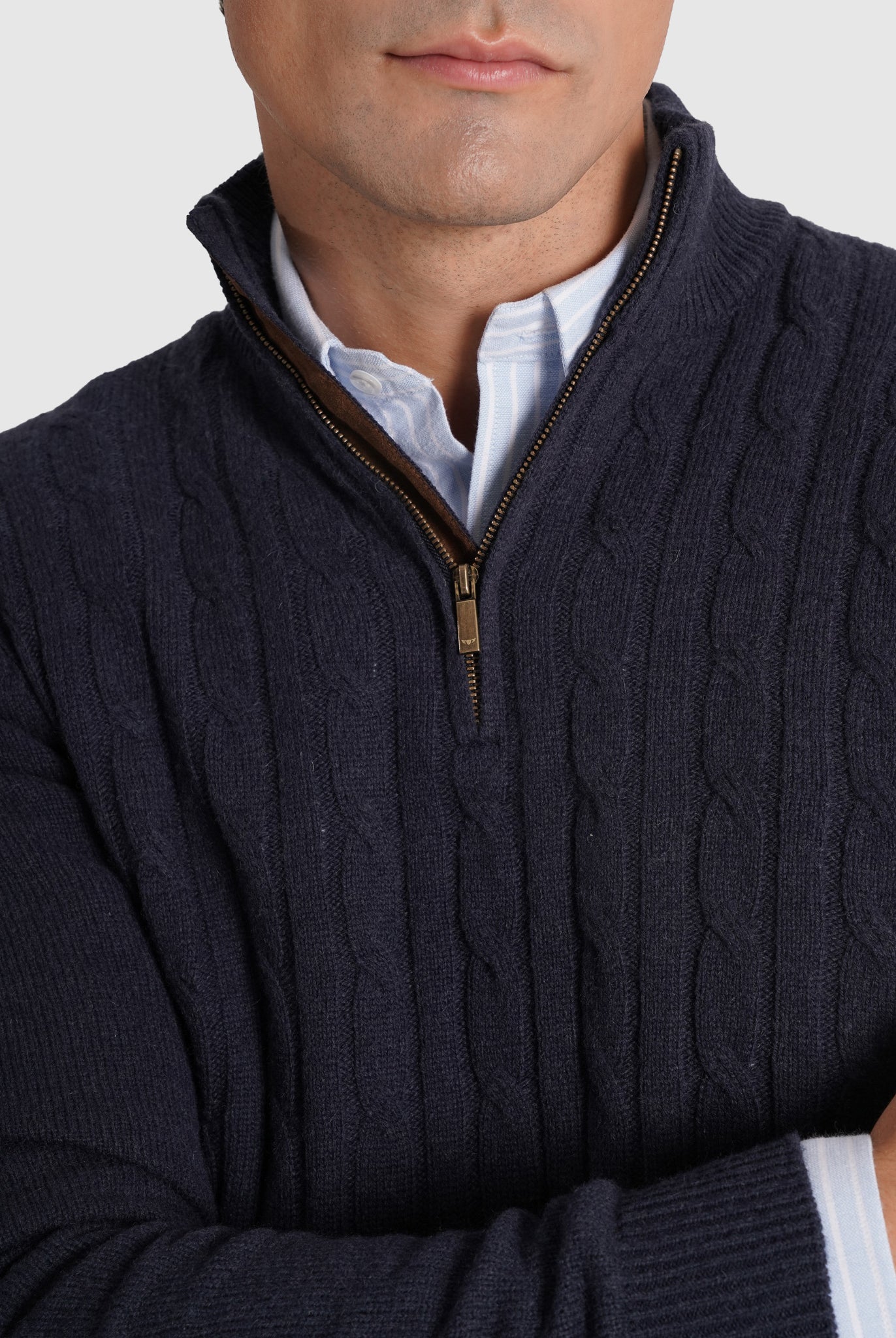 Pullover Lã Azul Com Cotoveleira Regular Fit Mr. Blue