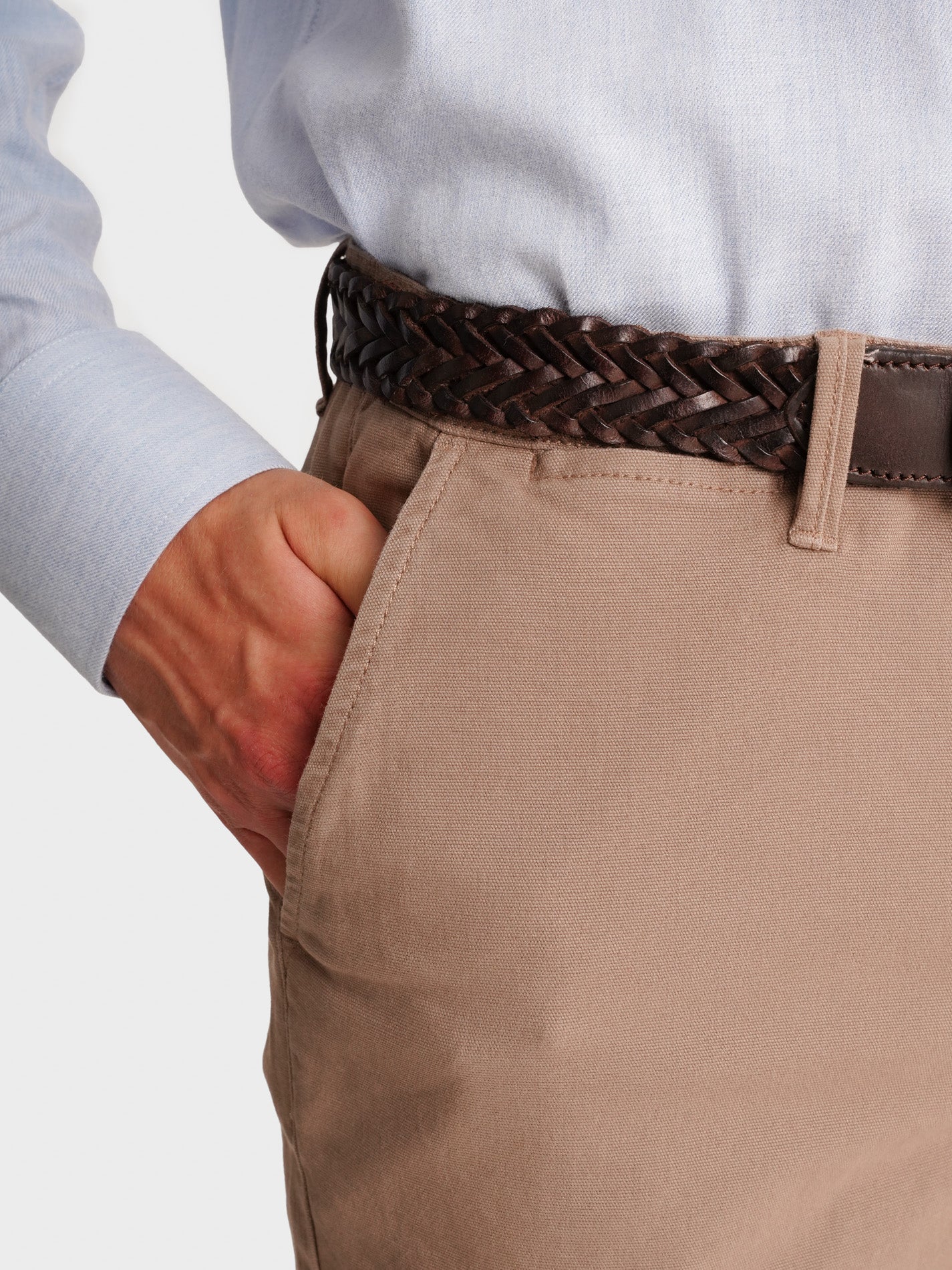 BEIGE SLIM FIT STRUCTURED TROUSERS MR. BLUE