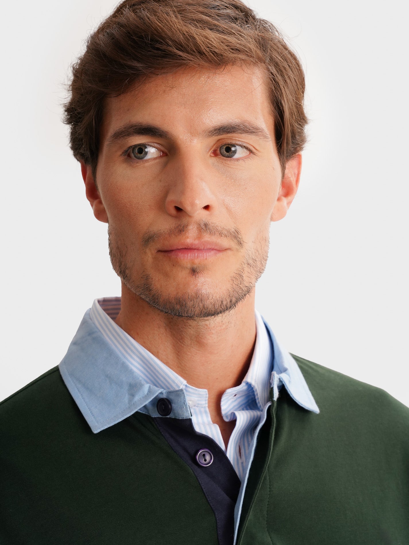 RUGBY GREEN COTTON LONG SLEEVE REGULAR FIT MR. BLUE