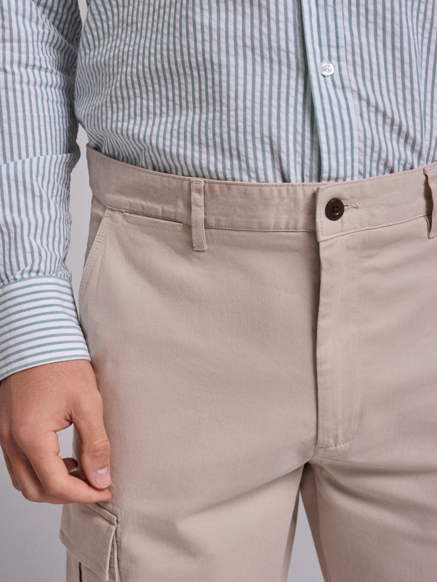 BEIGE COTTON BERMUDA REGULAR FIT MR. BLUE