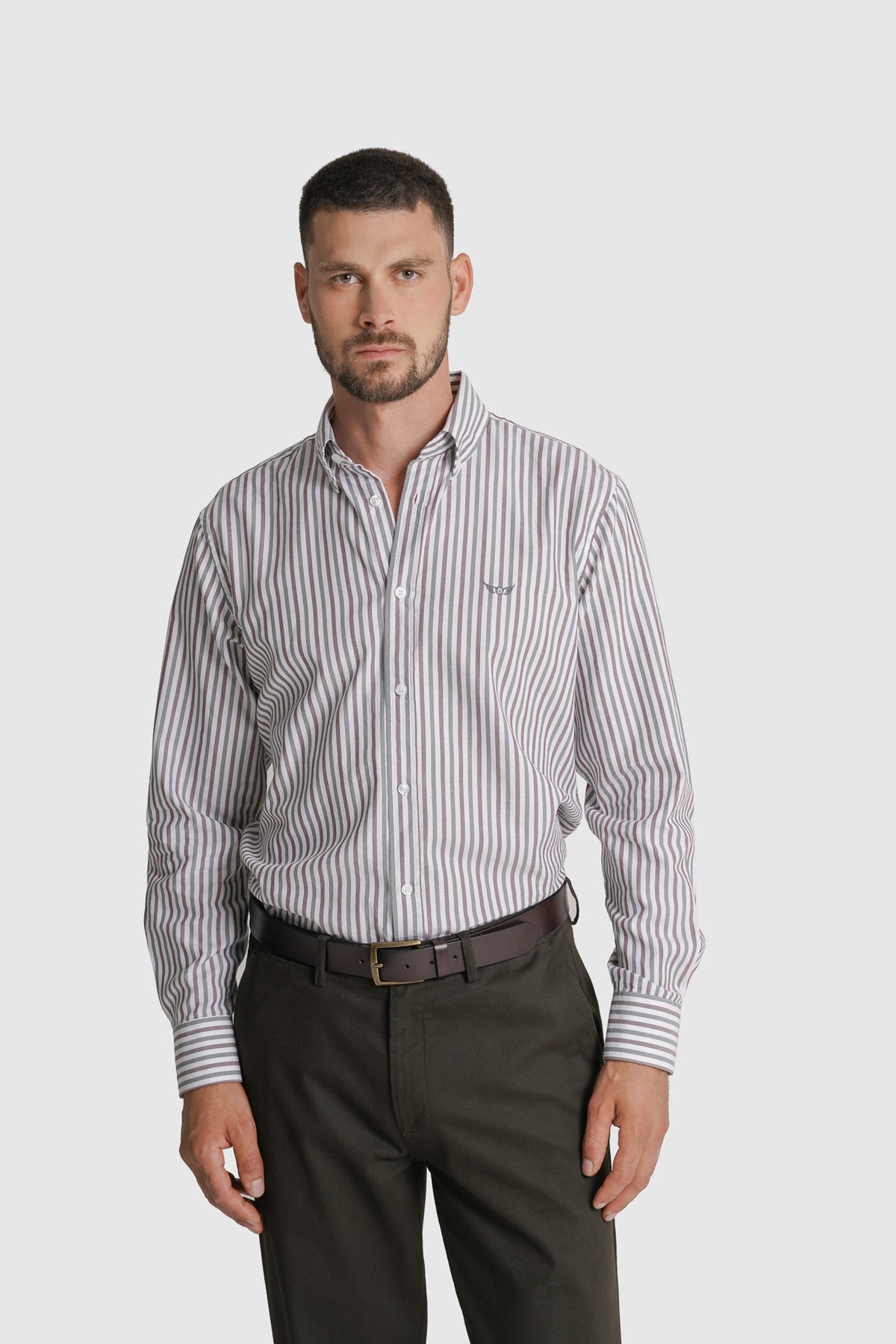 CAMISA FIL-A-FIL REGULAR FIT VERDE ÀS RISCAS MR. BLUE