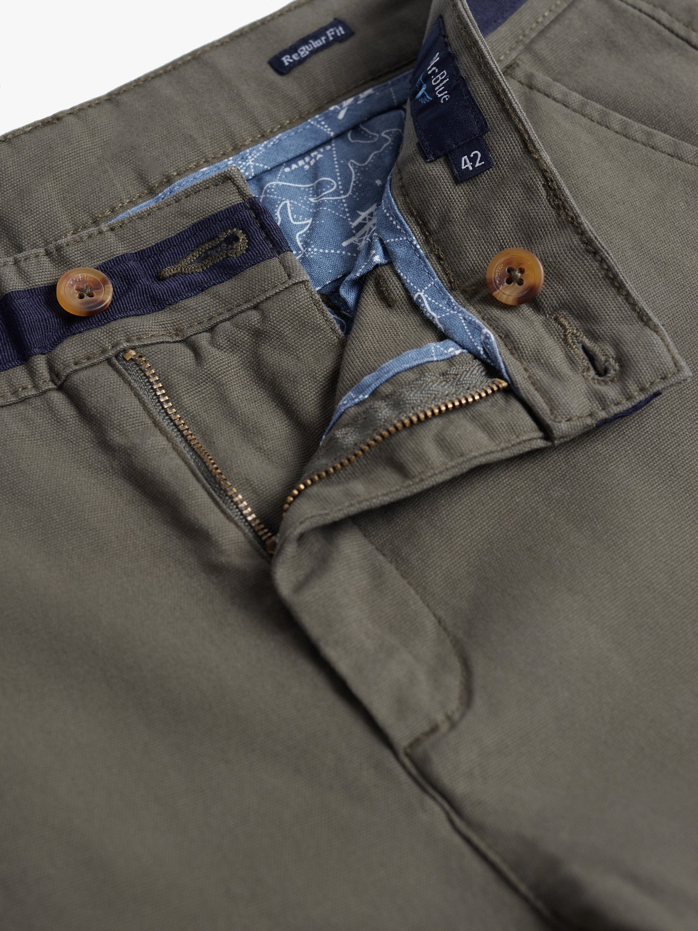 Mr. Blue Regular Fit Dobby Green Chinos Pants
