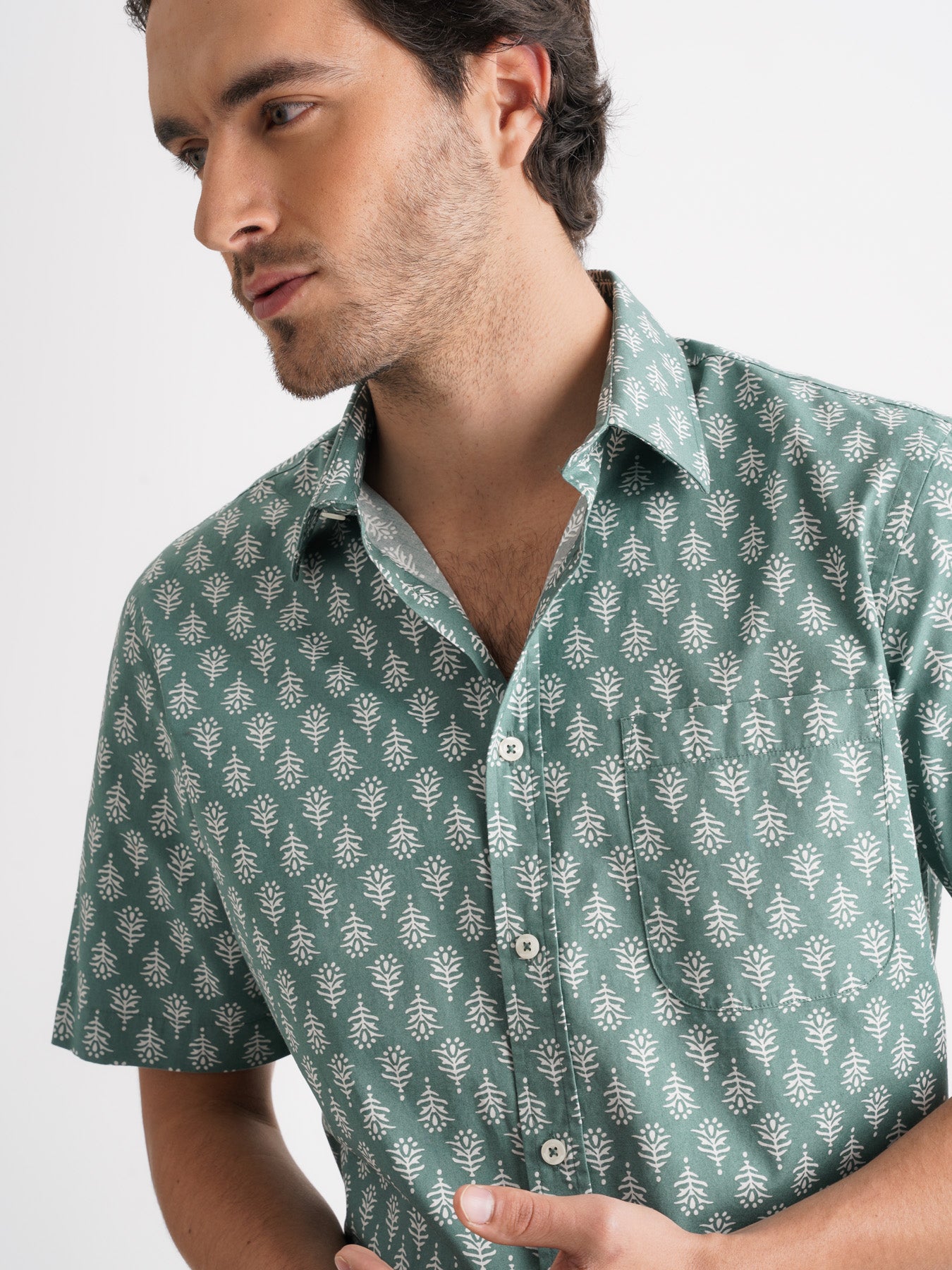 Regular Fit Green Poplin Shirt Mr. Blue