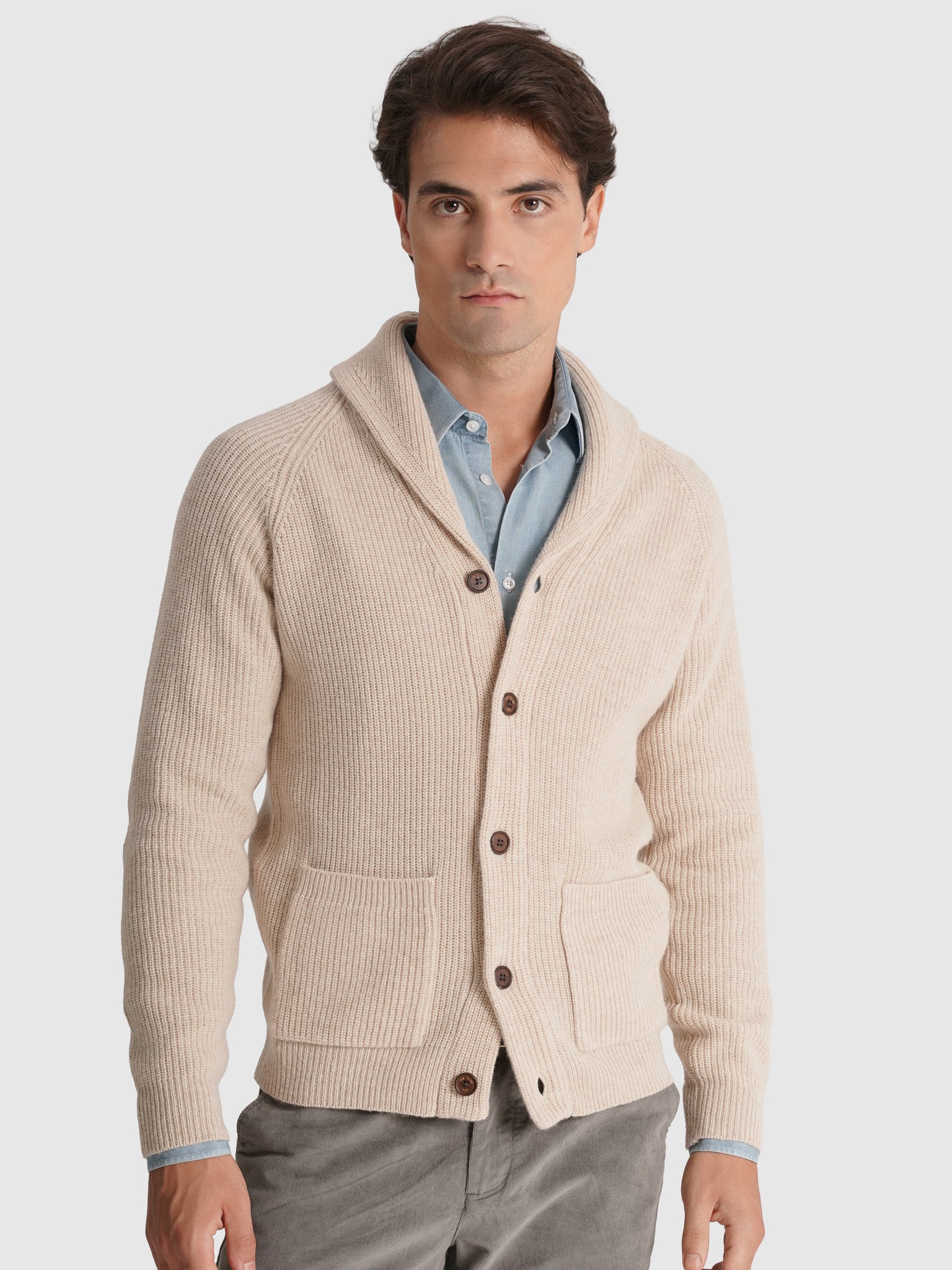 JERSEY DE LANA BEIGE MANGA LARGA REGULAR FIT MR. AZUL