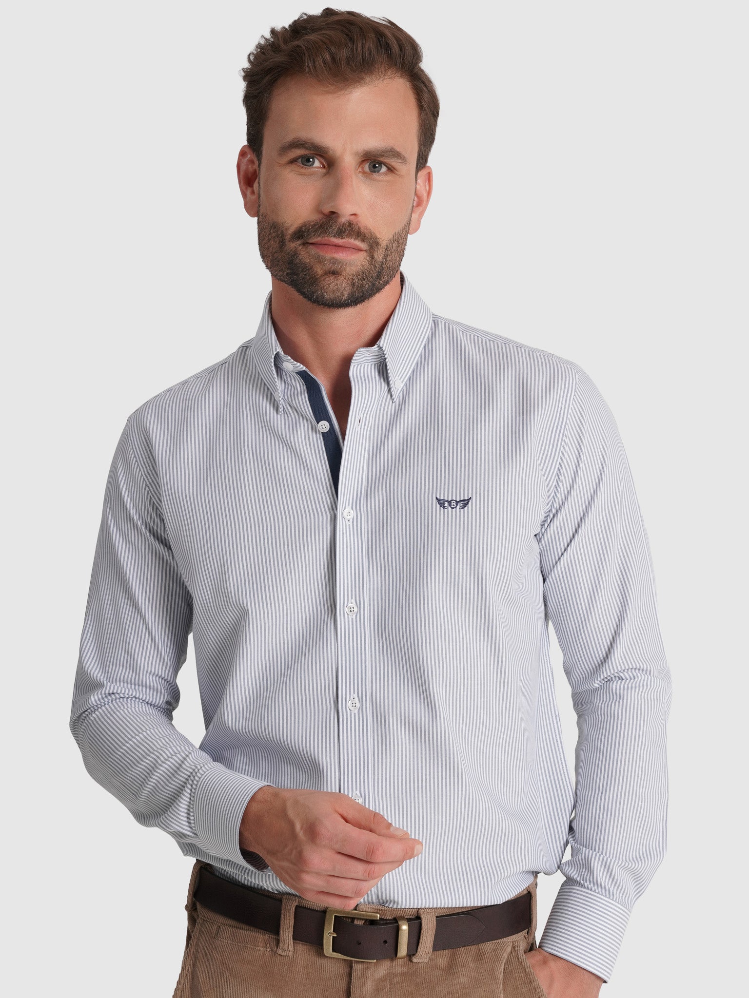 CAMISA ALGODÓN AZUL MANGA LARGA REGULAR FIT MR. AZUL