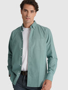 GREEN COTTON SHIRT LONG SLEEVE REGULAR FIT MR. BLUE