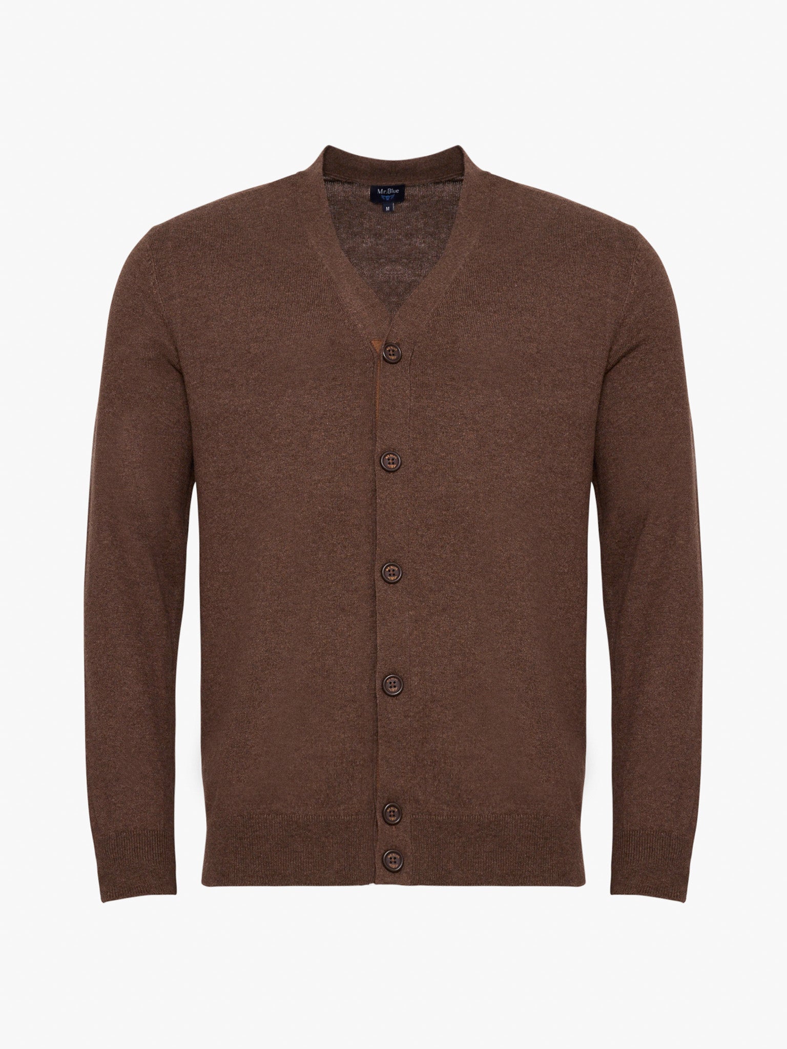 JERSEY DE CASHMERE MARRÓN CON CODERAS MR REGULAR FIT. AZUL