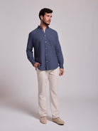 CAMISA ALGODÃO AZUL MANGA COMPRIDA REGULAR FIT MR. BLUE