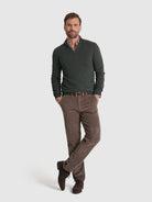 GREEN WOOL PULLOVER WITH REGULAR FIT MR ELBOW PADS. BLUE