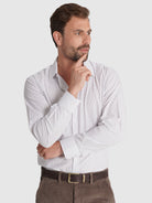 GRAY LONG SLEEVE COTTON SHIRT CLASSIC FIT MR. BLUE