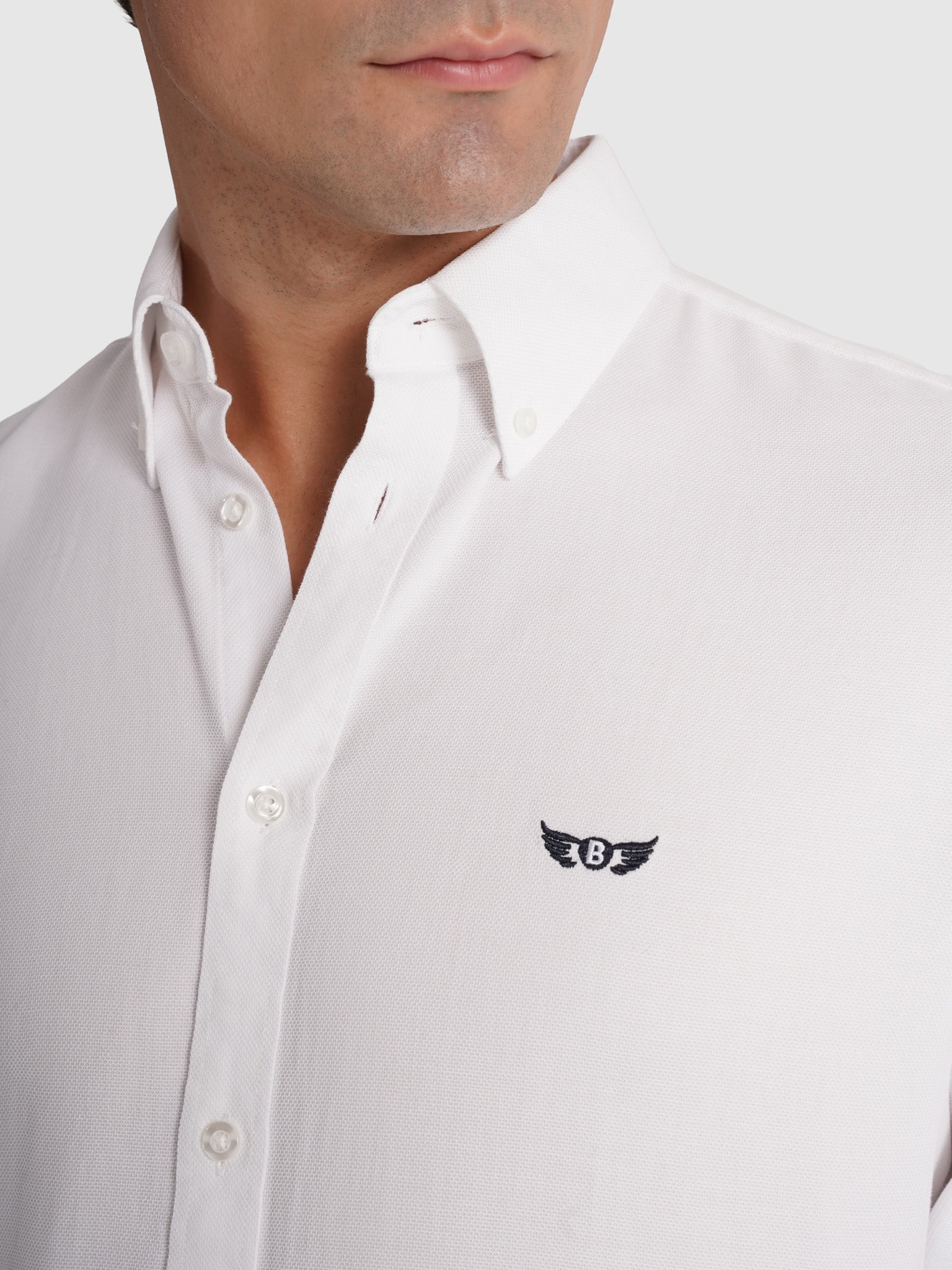 WHITE COTTON SHIRT LONG SLEEVE REGULAR FIT MR. BLUE
