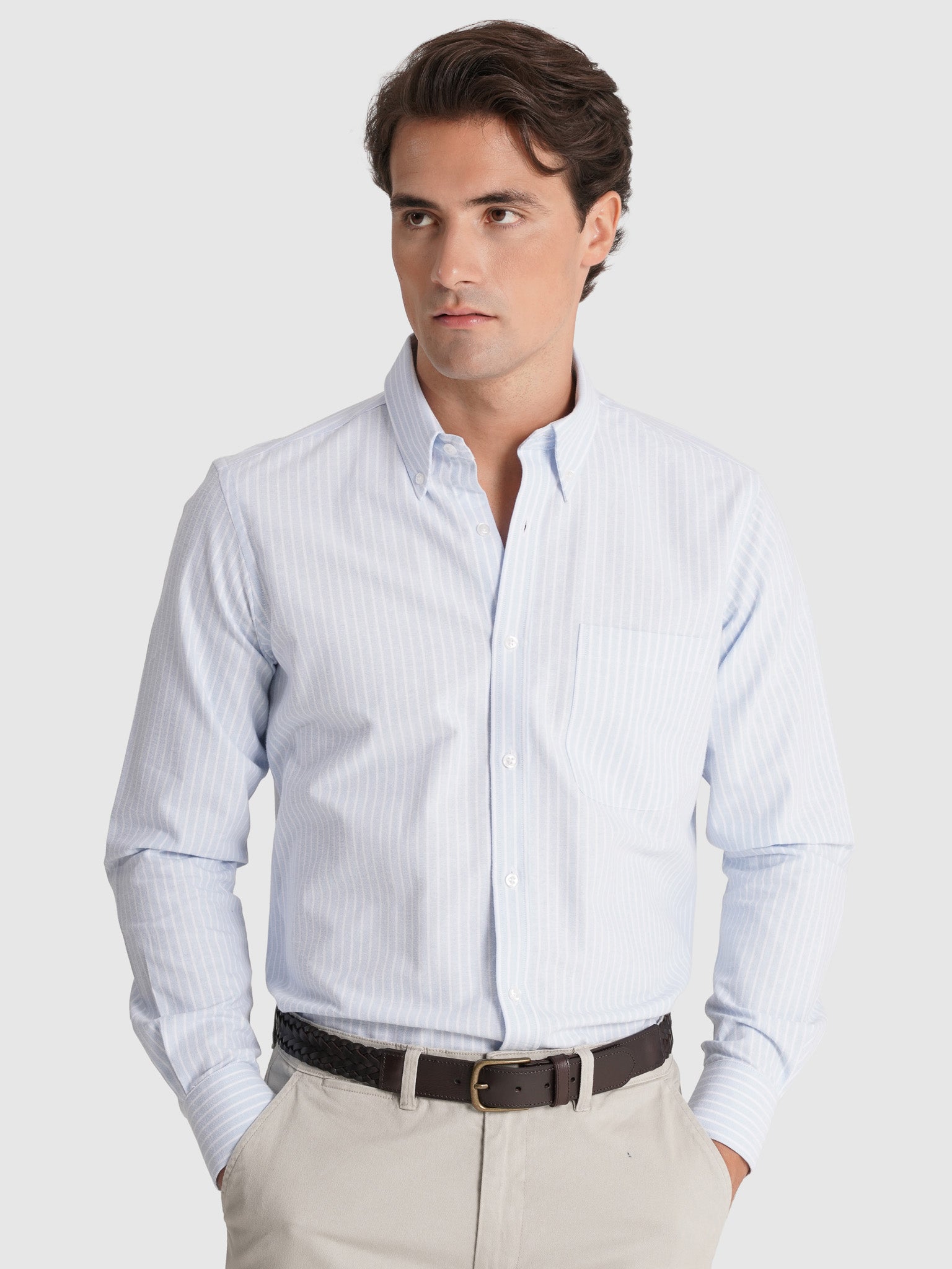 CAMISA ALGODÓN AZUL MANGA LARGA REGULAR FIT MR. AZUL