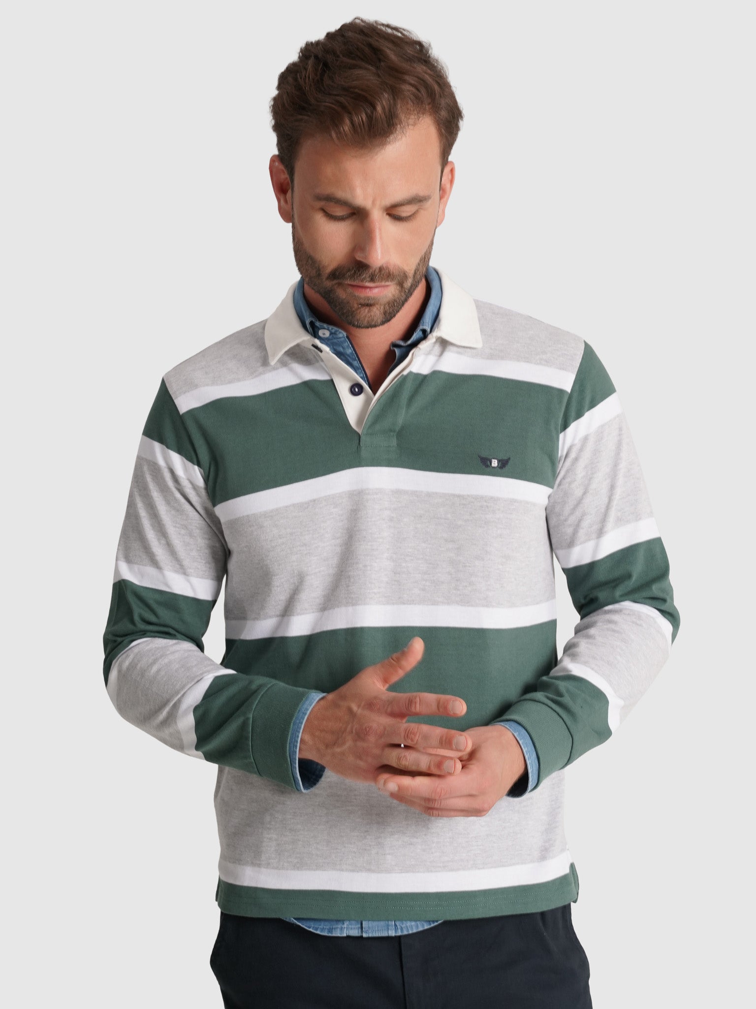 RUGBY ALGODÓN VERDE MANGA LARGA REGULAR FIT MR. AZUL