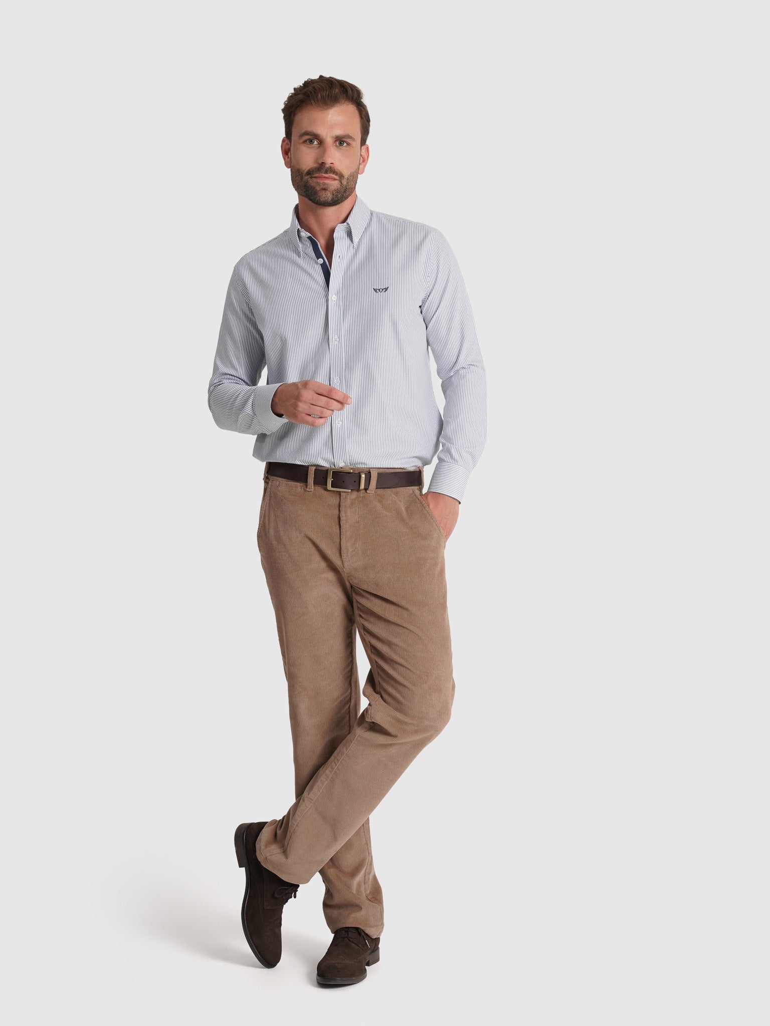 CAMISA ALGODÓN AZUL MANGA LARGA REGULAR FIT MR. AZUL