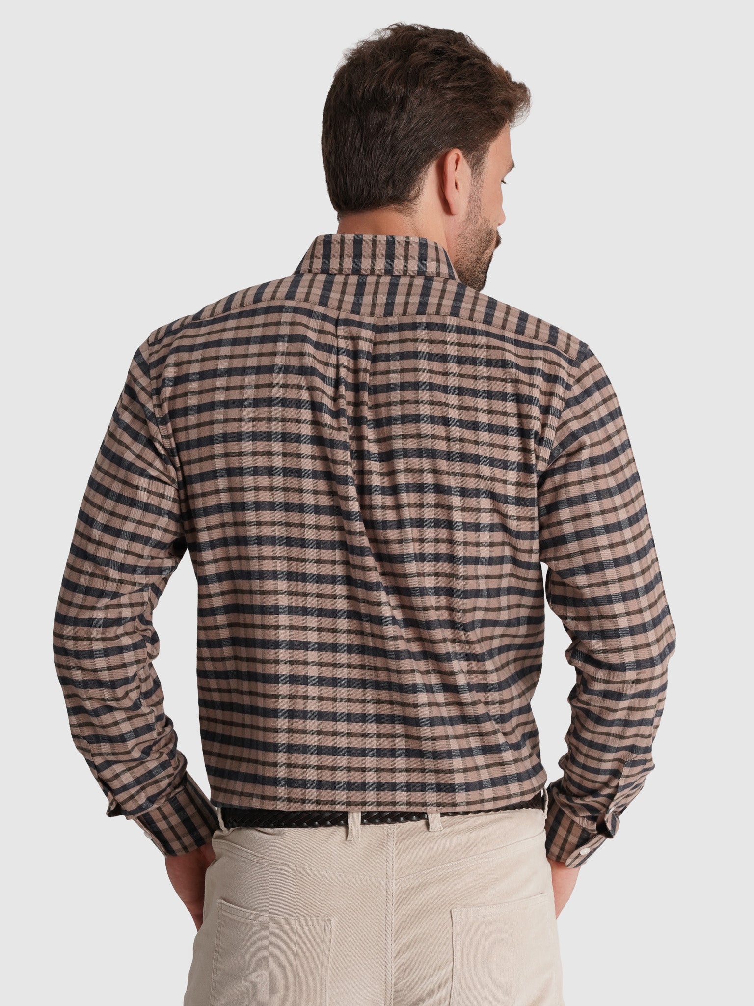 CAMISA ALGODÓN MARRÓN MANGA LARGA REGULAR FIT MR. AZUL