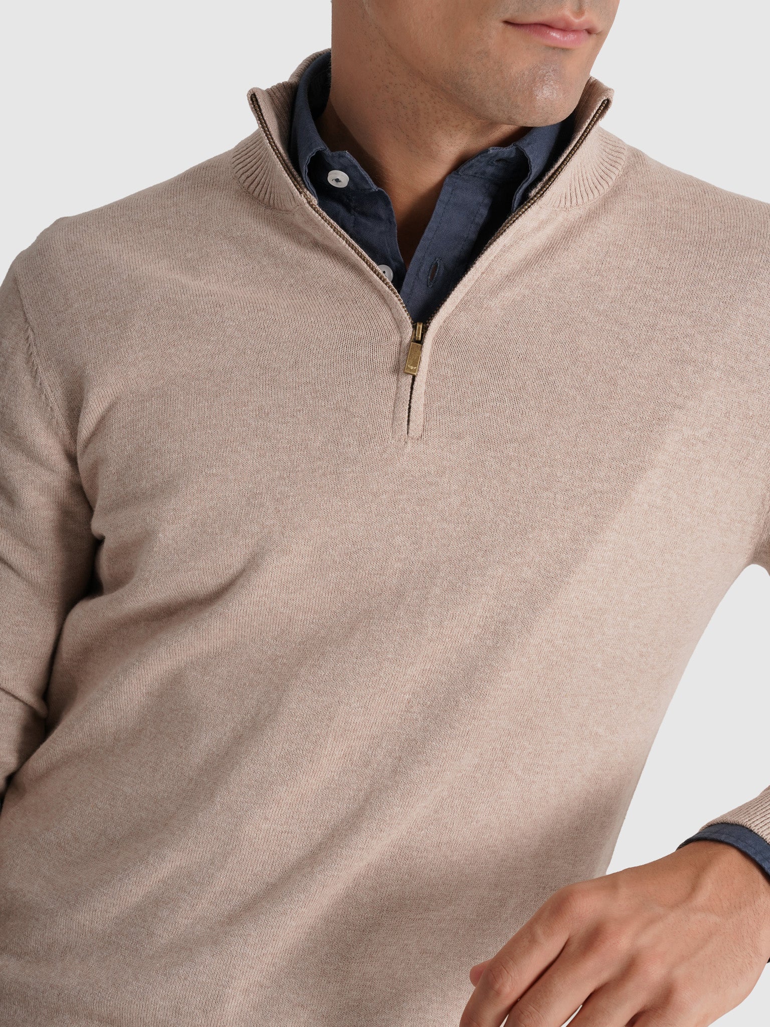 JERSEY DE CASHMERE BEIGE MANGA LARGA REGULAR FIT MR. AZUL