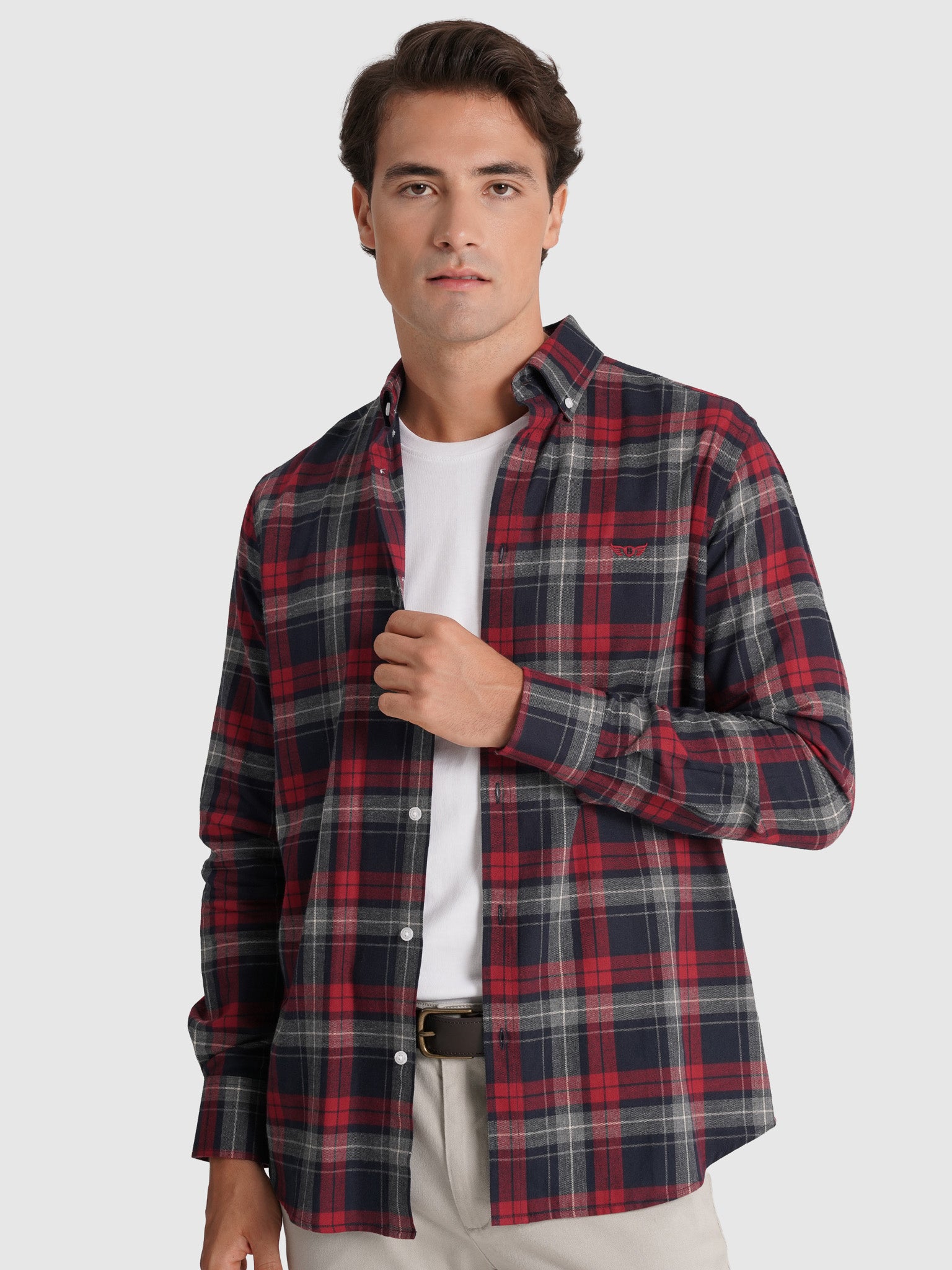 CAMISA FRANELA AZUL MANGA LARGA REGULAR FIT MR. AZUL