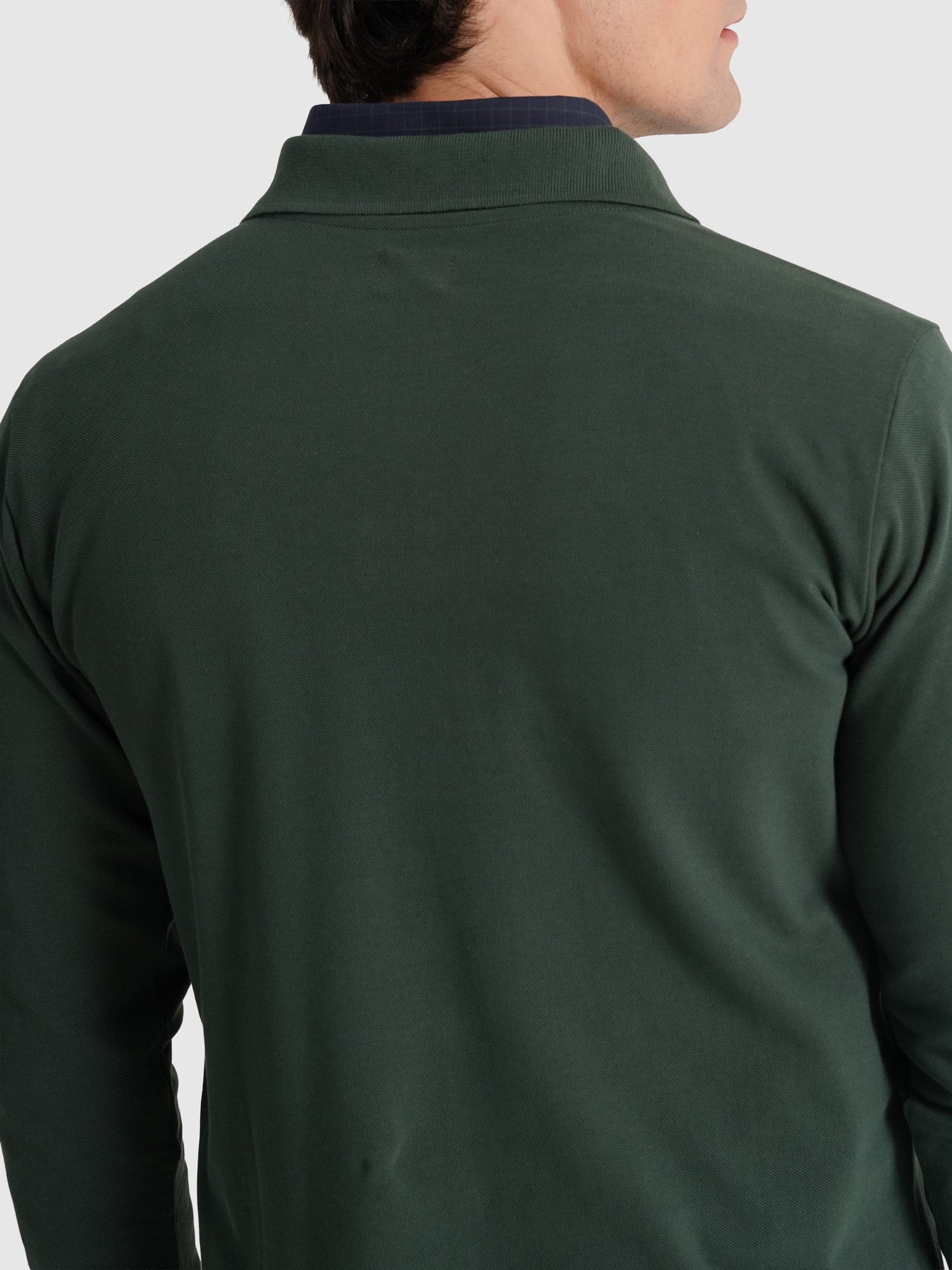 GREEN COTTON POLO LONG SLEEVE REGULAR FIT MR. BLUE