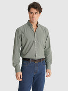 GREEN COTTON SHIRT LONG SLEEVE REGULAR FIT MR. BLUE