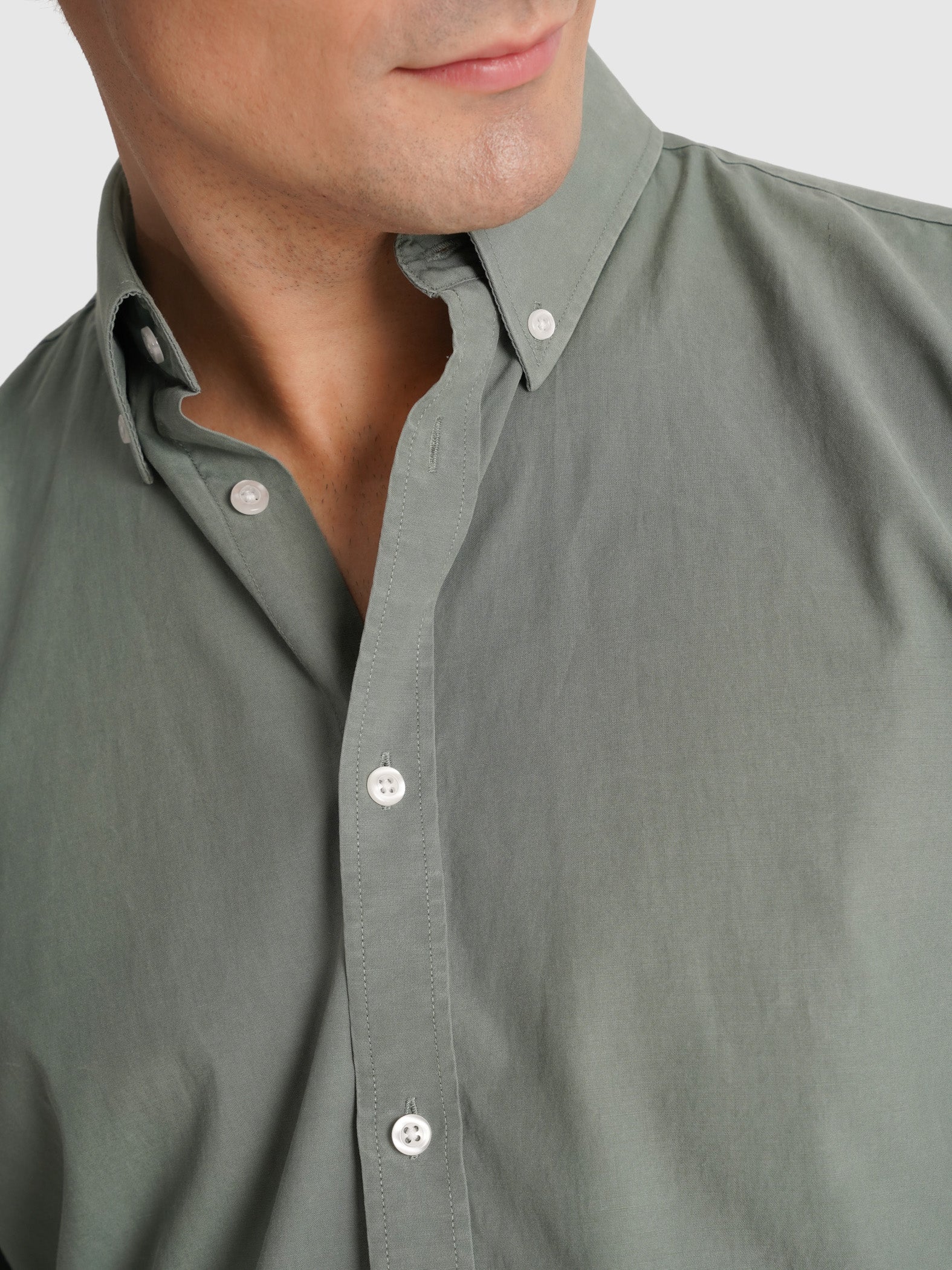 GREEN COTTON SHIRT LONG SLEEVE REGULAR FIT MR. BLUE