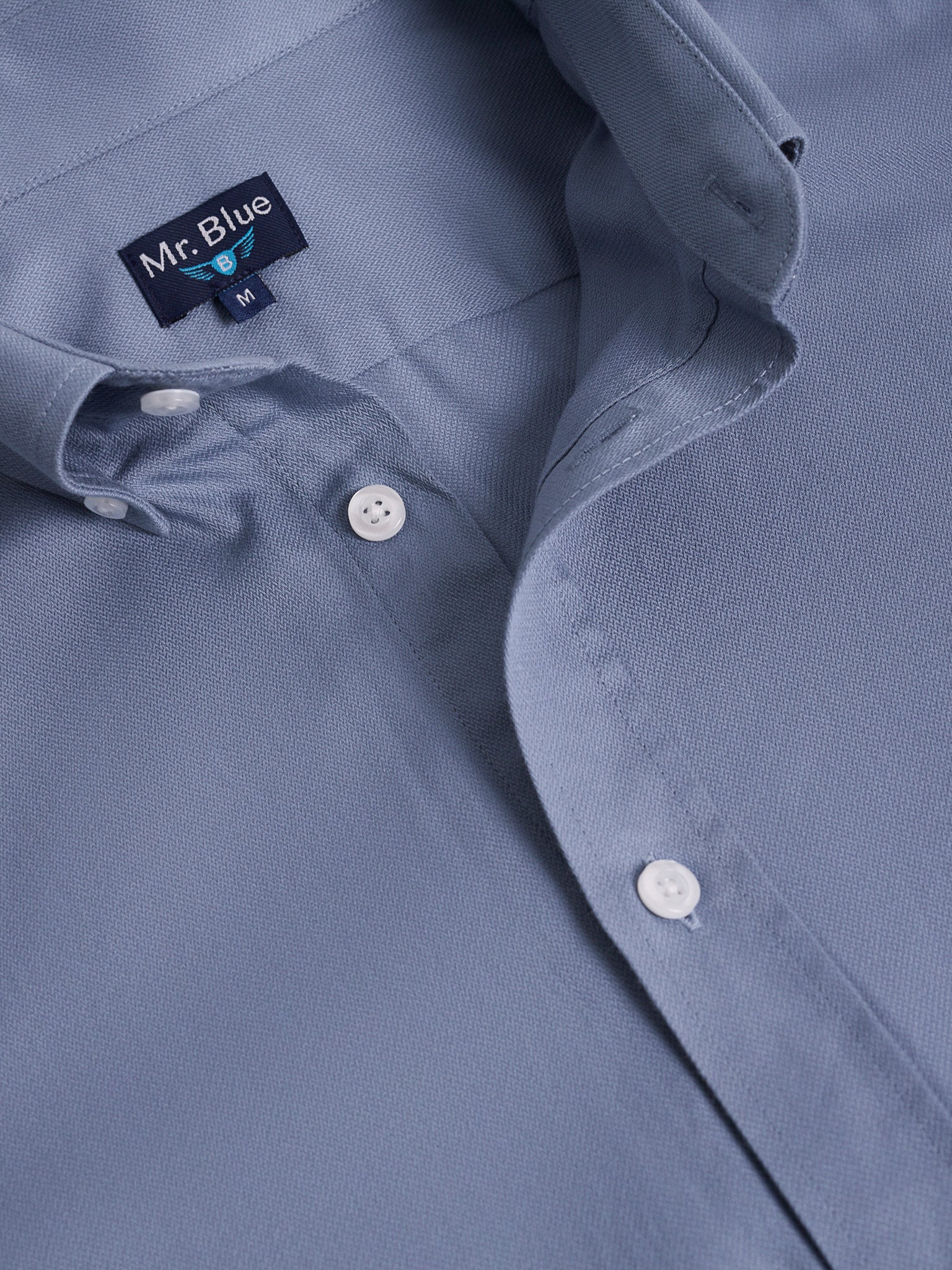 CAMISA ALGODÓN AZUL MANGA LARGA REGULAR FIT MR. AZUL