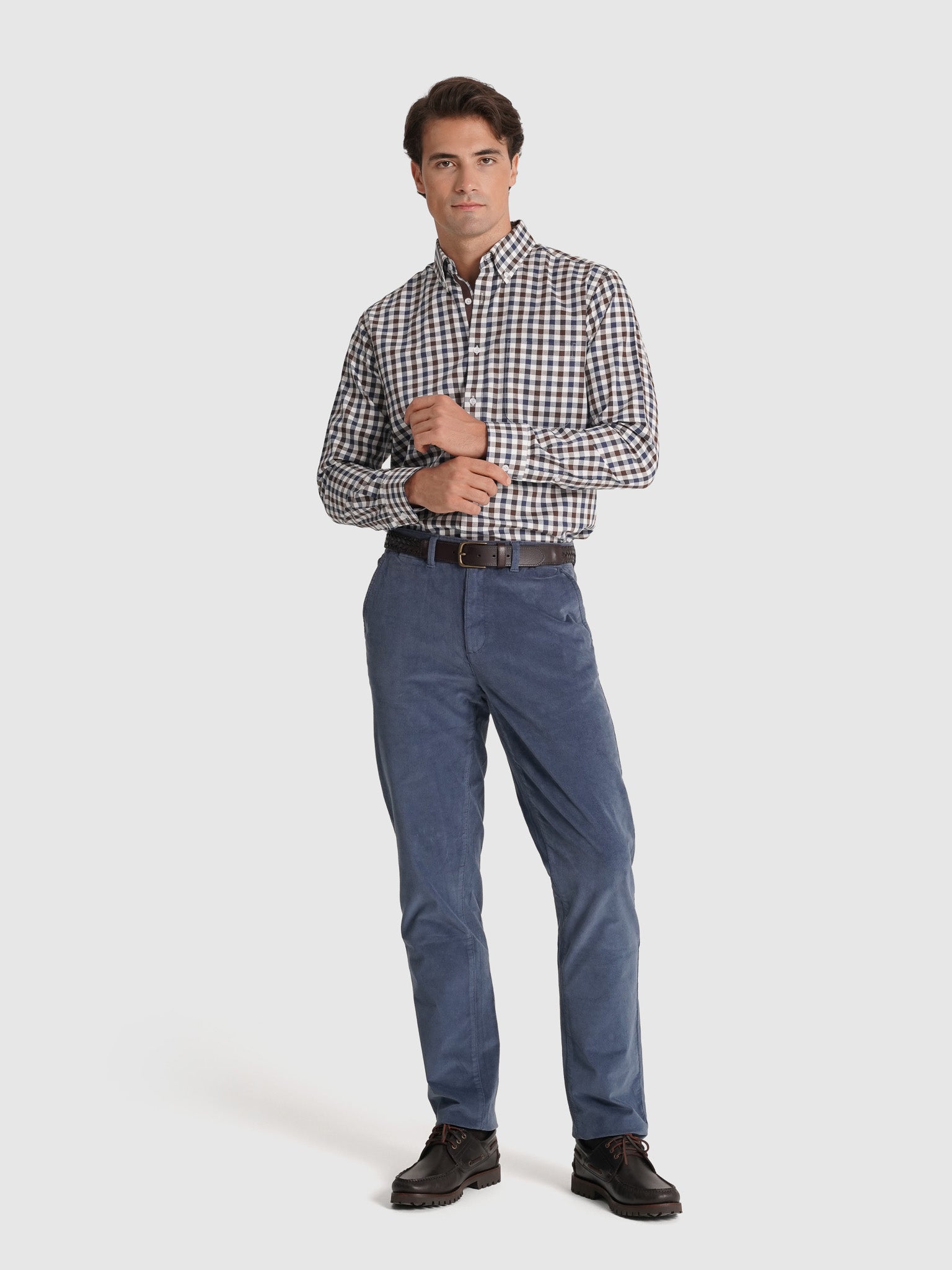 CAMISA ALGODÓN MARRÓN MANGA LARGA REGULAR FIT MR. AZUL