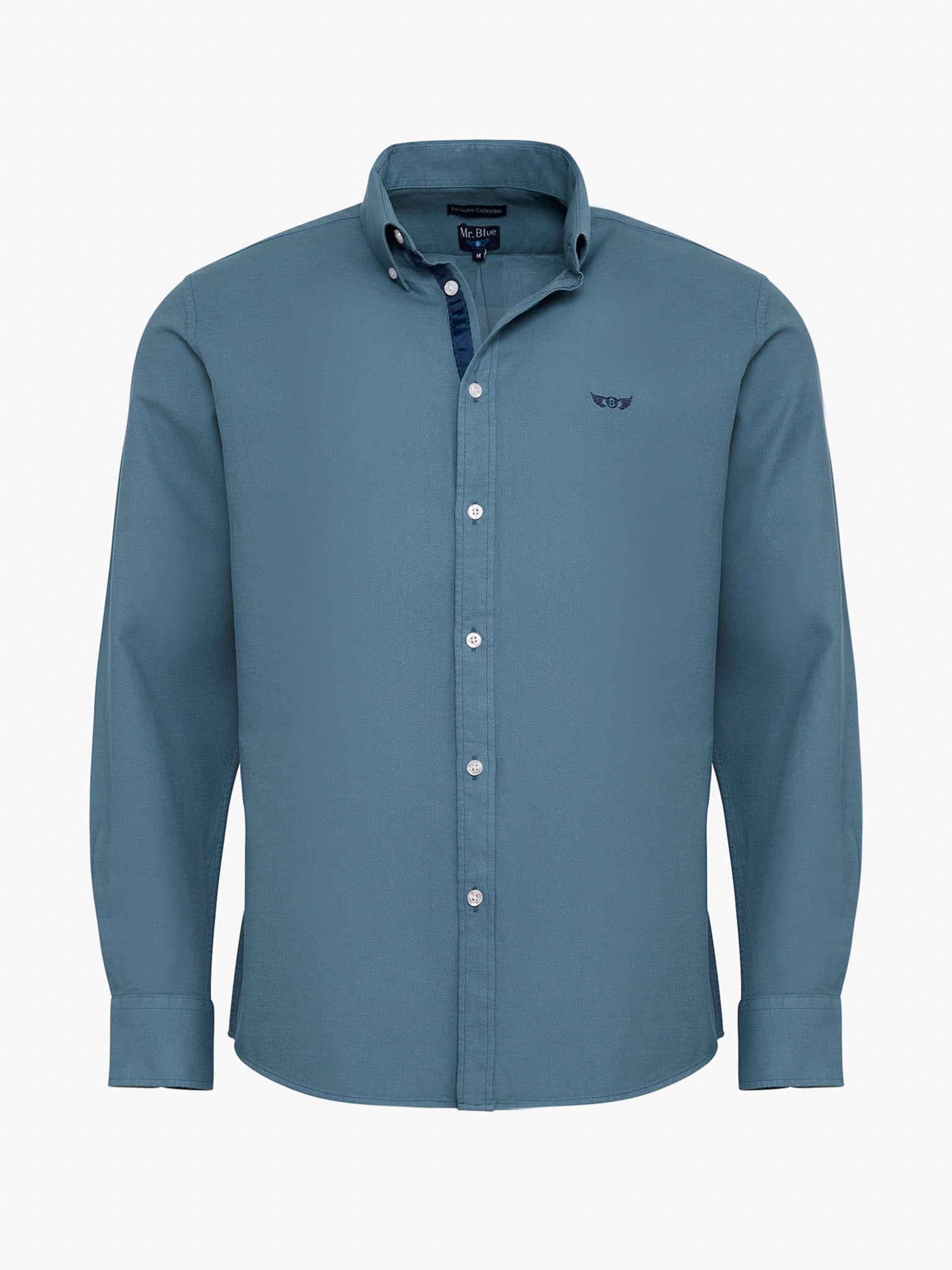 CAMISA ALGODÓN VERDE MANGA LARGA REGULAR FIT MR. AZUL