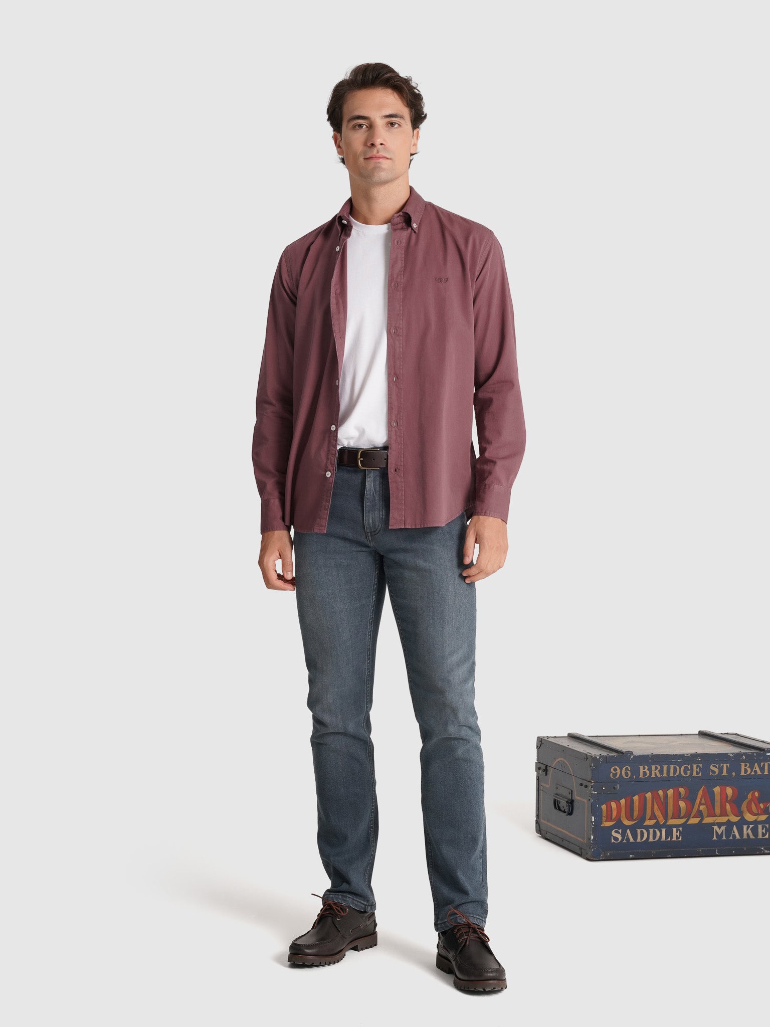 CAMISA ALGODÓN ROSA MANGA LARGA REGULAR FIT MR. AZUL