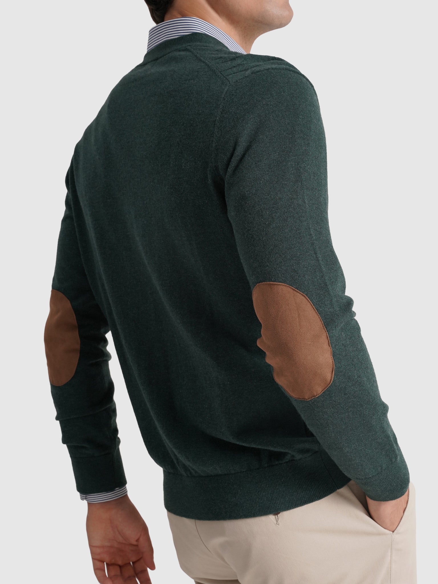 JERSEY DE LANA VERDE CON CODERAS MR REGULAR FIT. AZUL