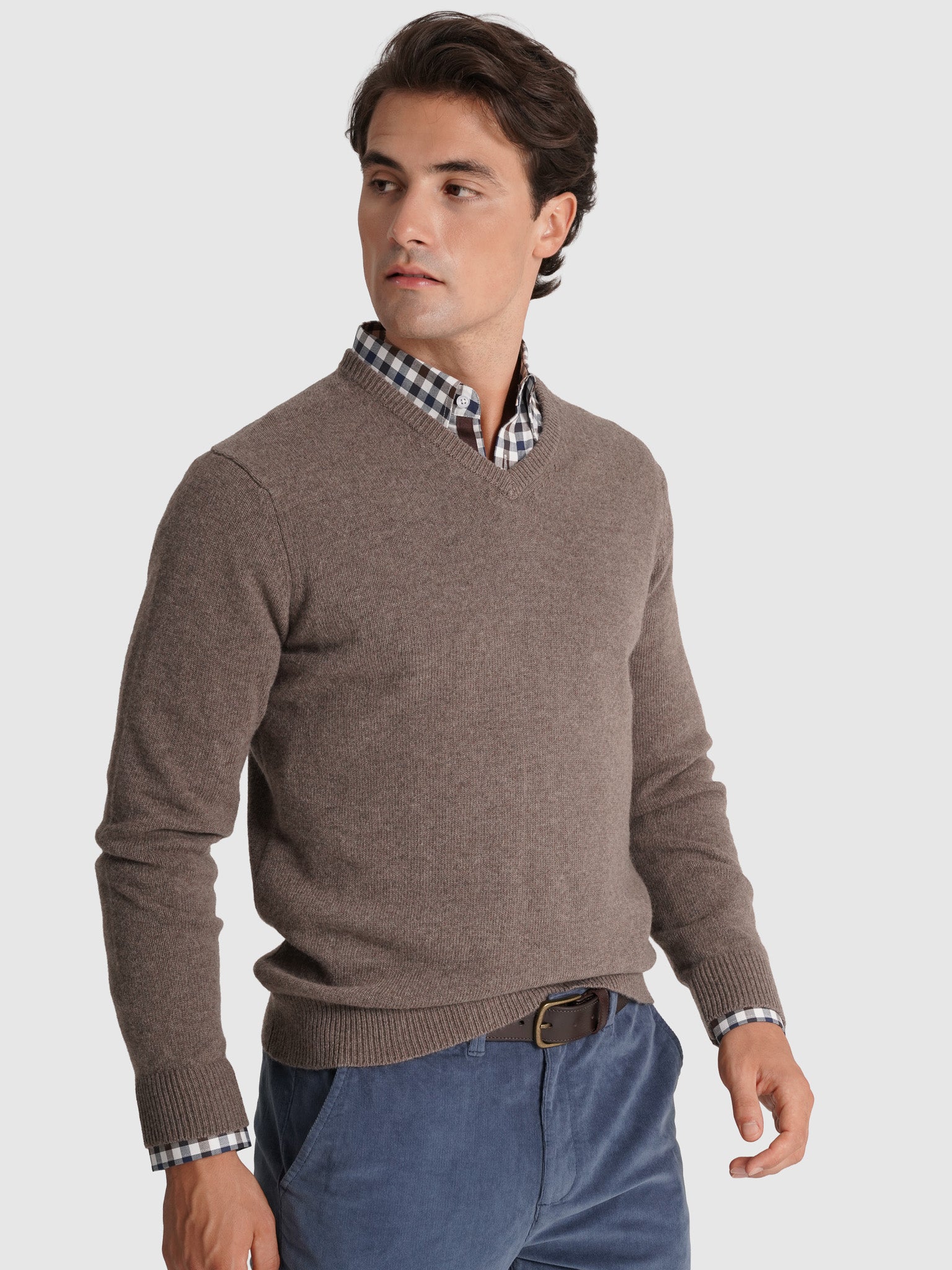 BROWN WOOL PULLOVER LONG SLEEVE REGULAR FIT MR. BLUE