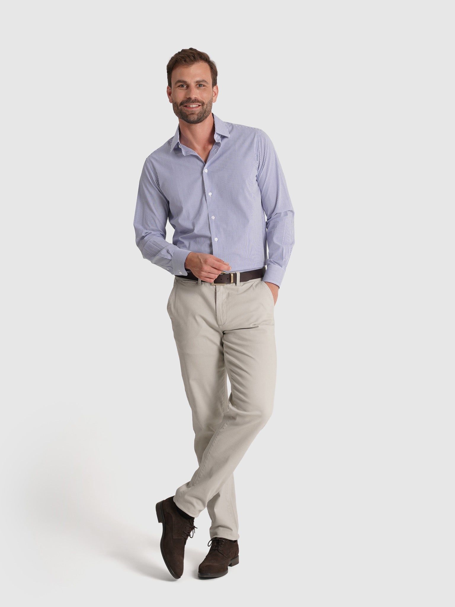 CAMISA DE ALGODÓN AZUL MANGA LARGA CLASSIC FIT MR. AZUL