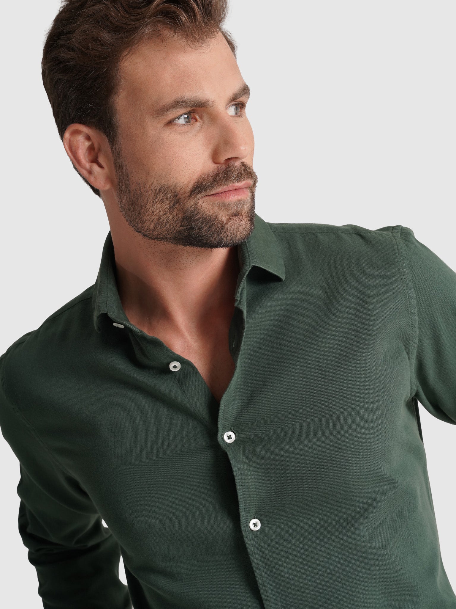 CAMISA ALGODÓN VERDE MANGA LARGA REGULAR FIT MARK BELLUCCI