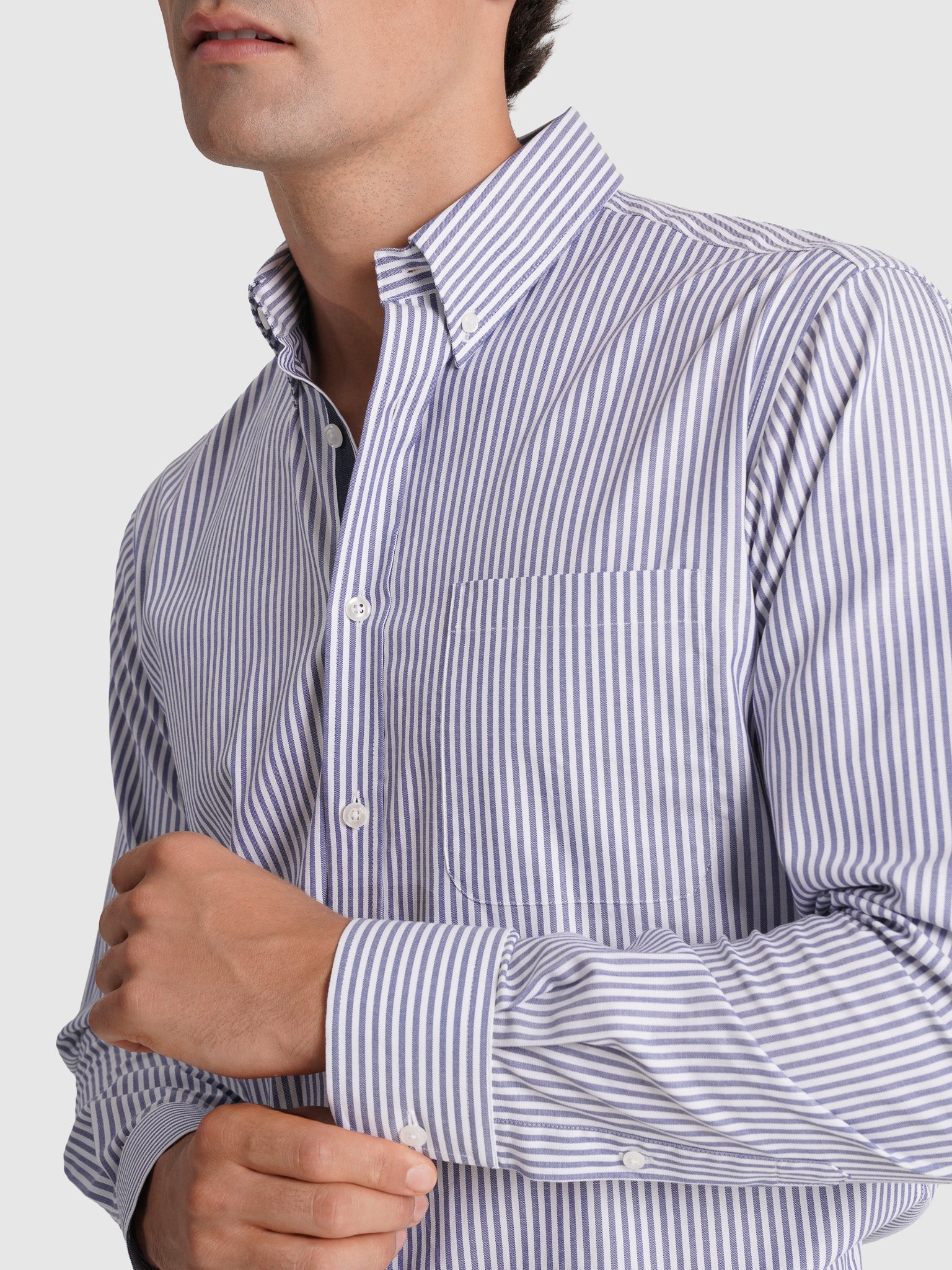 CAMISA ALGODÓN AZUL MANGA LARGA REGULAR FIT MR. AZUL