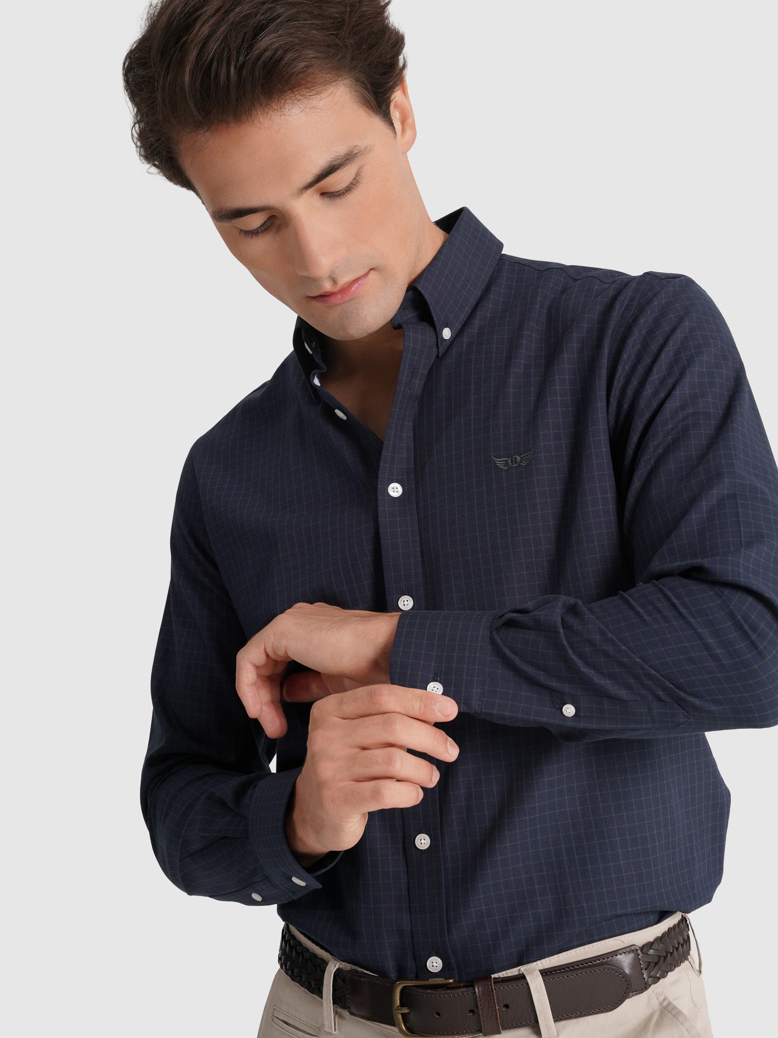 CAMISA ALGODÓN AZUL MANGA LARGA REGULAR FIT MR. AZUL
