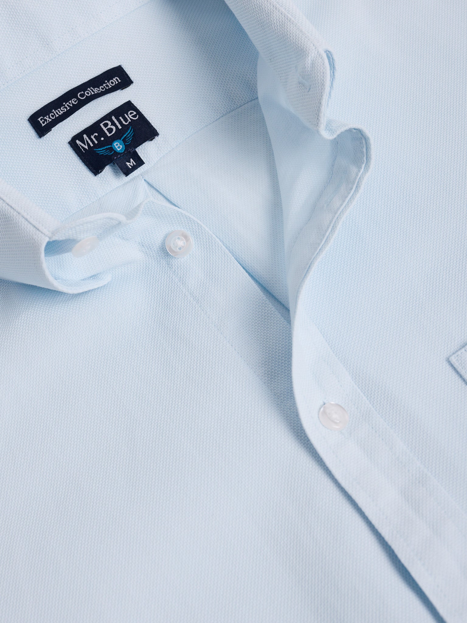 CAMISA ALGODÓN AZUL MANGA LARGA REGULAR FIT MR. AZUL