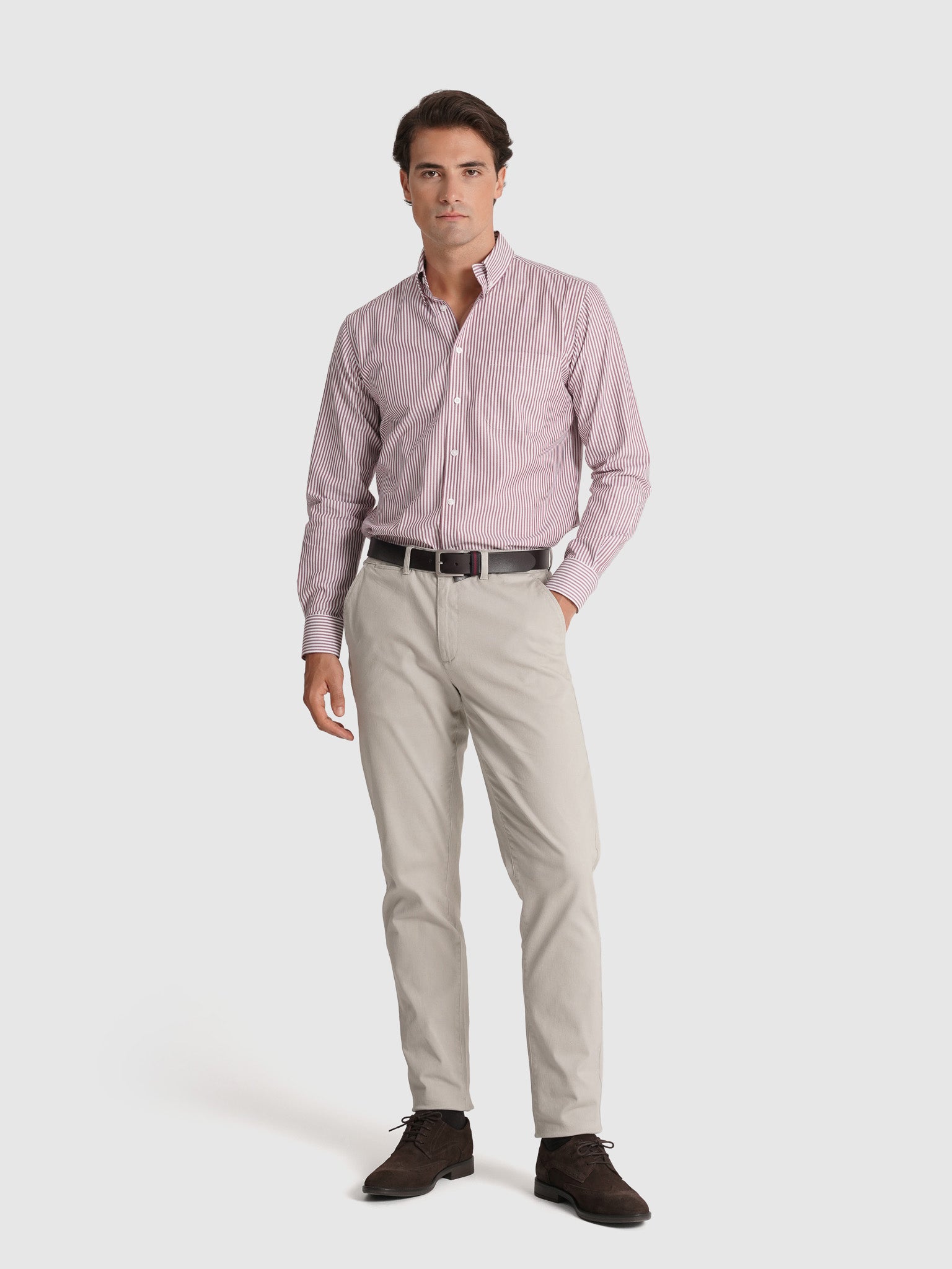 CAMISA ALGODÓN ROJA MANGA LARGA REGULAR FIT MR. AZUL