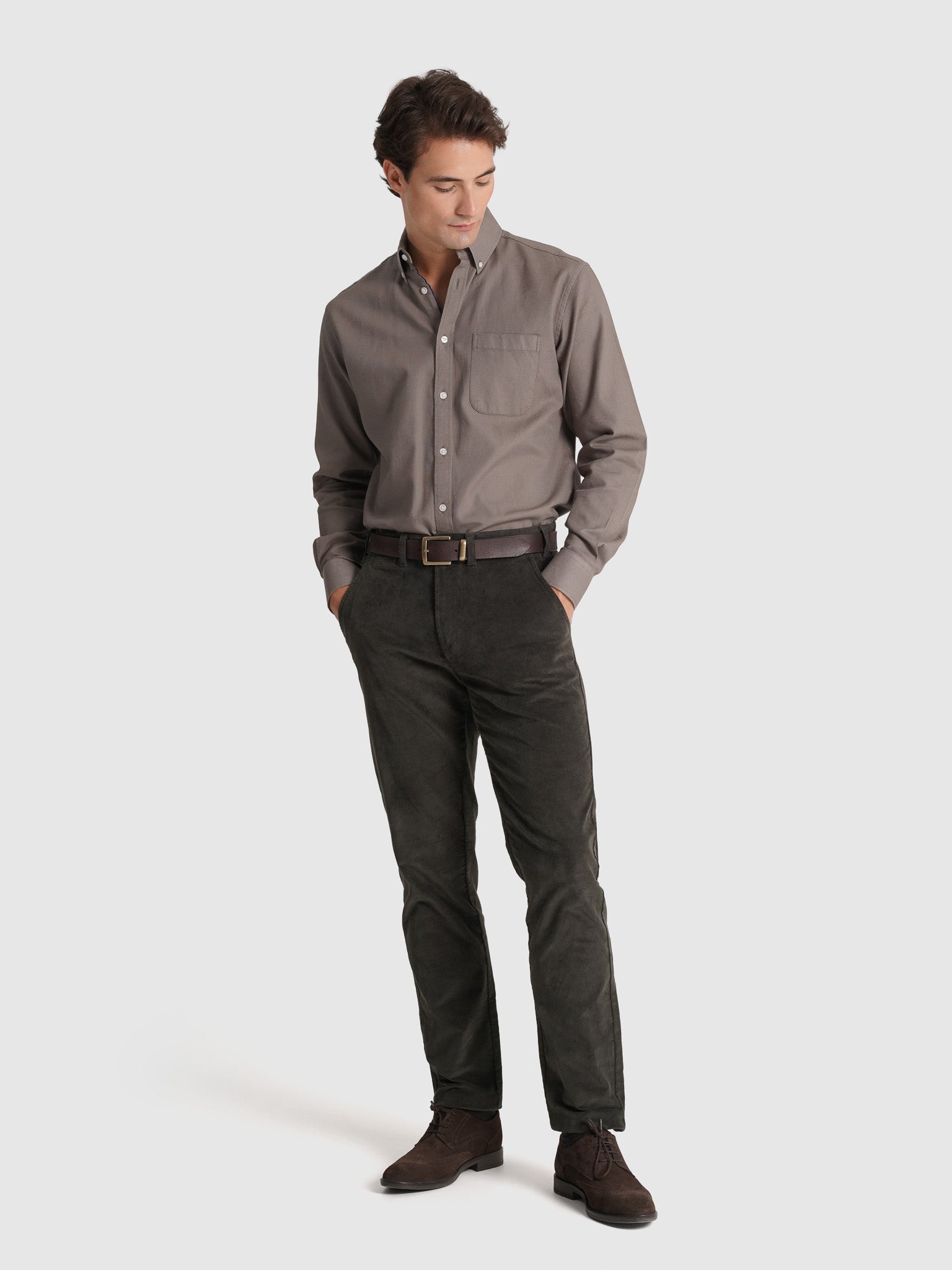 CAMISA ALGODÓN VERDE MANGA LARGA REGULAR FIT MR. AZUL