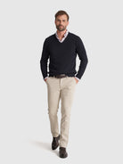 BLUE WOOL PULLOVER WITH REGULAR FIT MR ELBOW PADS. BLUE