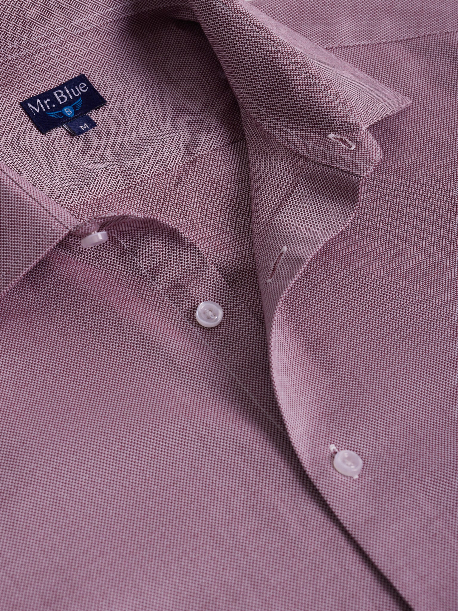 RED COTTON LONG SLEEVE SLIM FIT MR SHIRT. BLUE