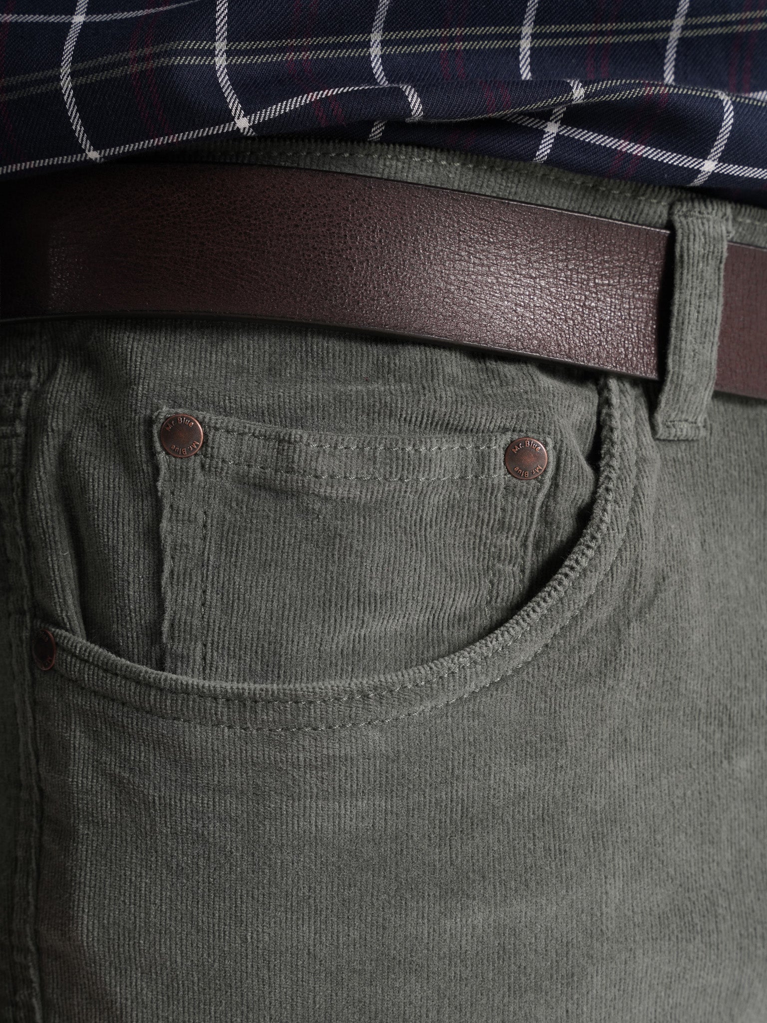 GREEN COTTON SLIM FIT TROUSERS MR. BLUE