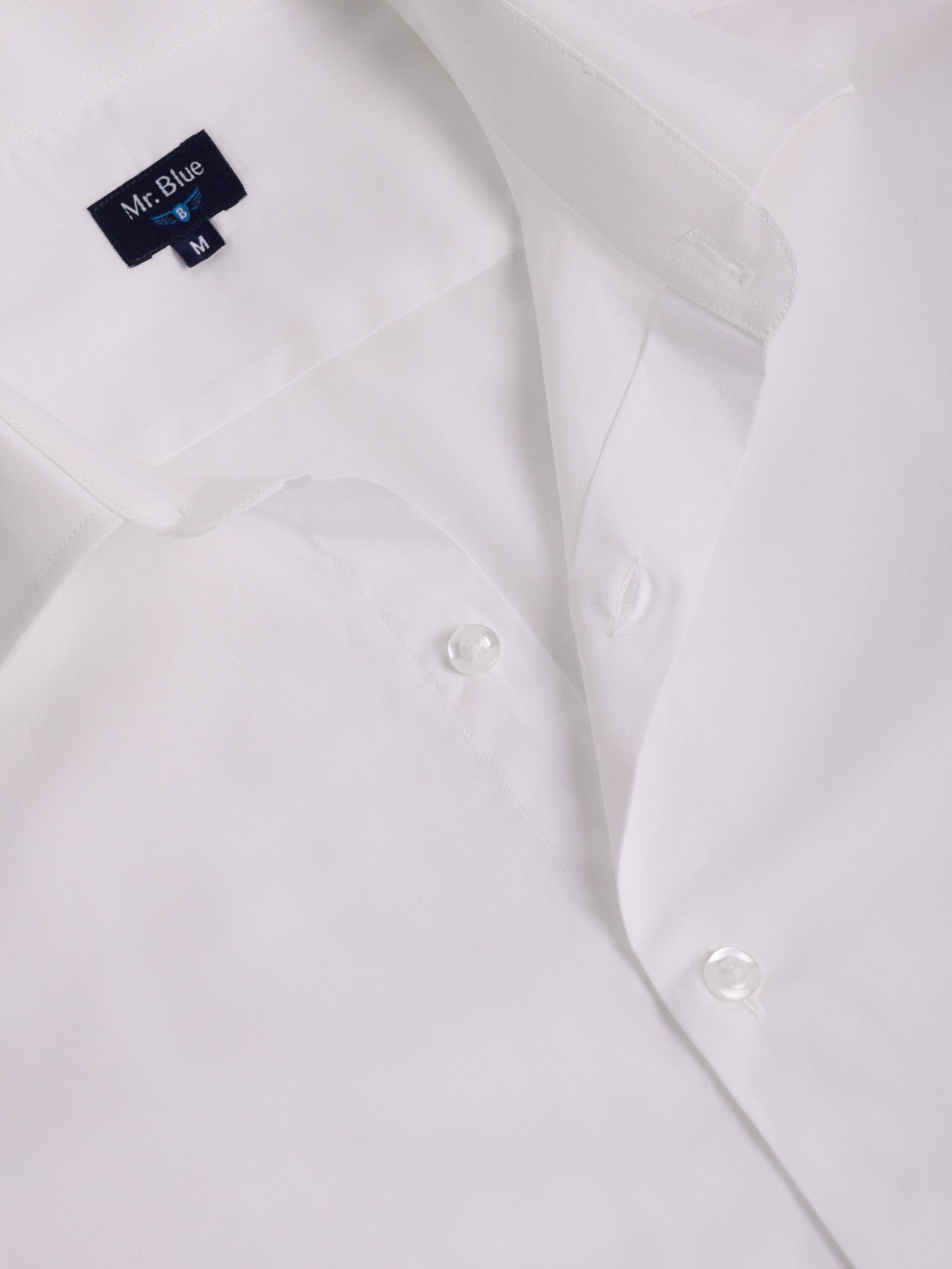 CAMISA MR SLIM FIT DE ALGODÓN BLANCO MANGA LARGA. AZUL