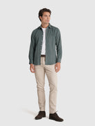 BOMBAZINE GREEN SHIRT LONG SLEEVE TAILORED FIT MR. BLUE
