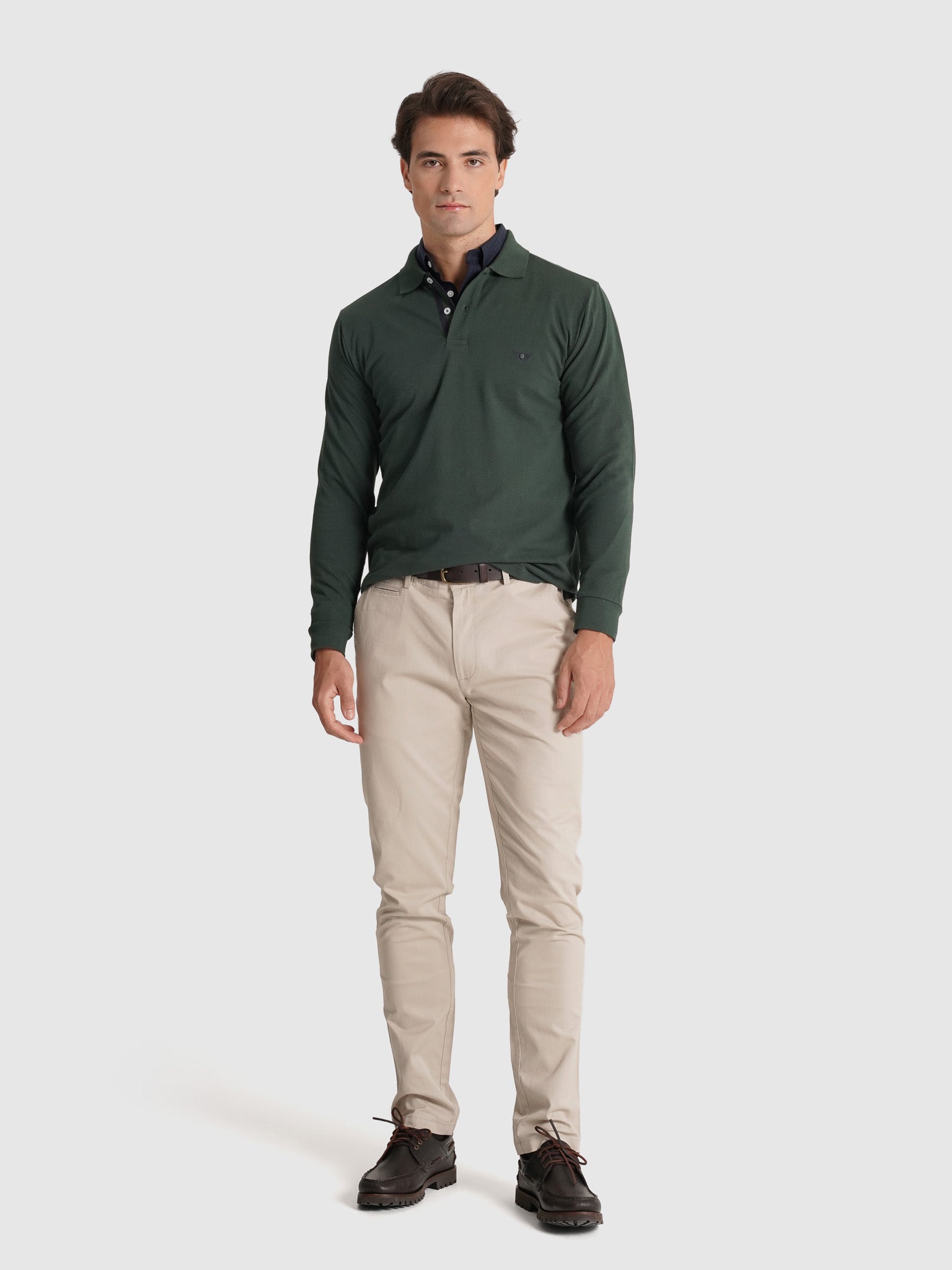 POLO ALGODÓN VERDE MANGA LARGA REGULAR FIT MR. AZUL